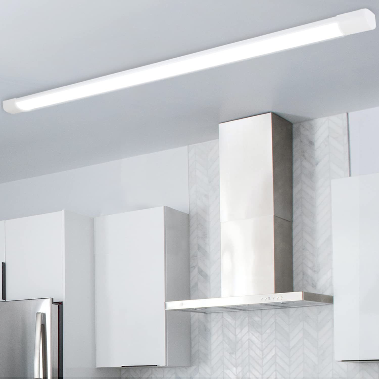ZMH LED Deckenleuchte Kellerlampe Flach Neutralweiß Röhre, LED fest integriert, Kaltweiß, LED fest integriert