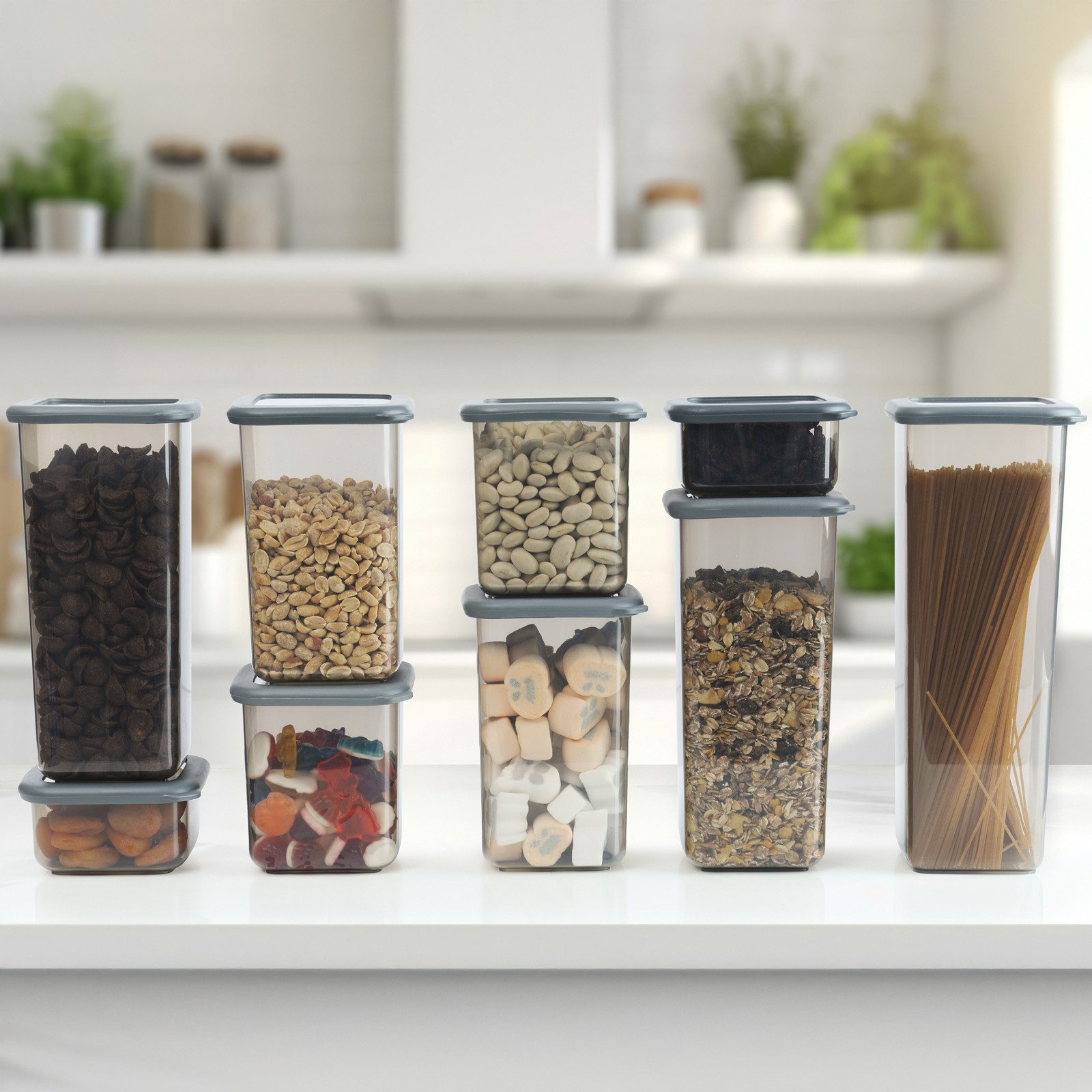 astor24 Frischhaltedose PREMIUM Vorratsdosen Set mit Deckel Frischhaltedosen Aufbewahrungsbox, Kunststoff, (10er Set, 10-tlg., 10er Set Vorratsdosen mit Deckel), 5 verschiedene Größen - BPA-frei - für alle Lebensmittel