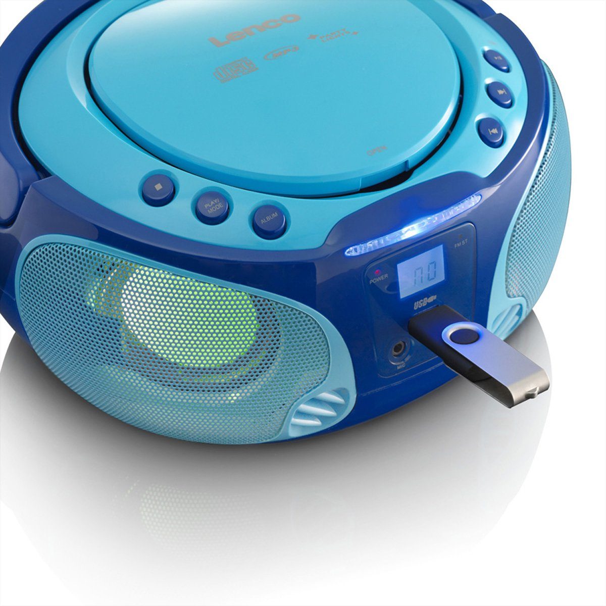 USB, Mit MP3, und USB CD, Lichteffekt, m. Lenco Mikro Lichteffekten MP3, CD-Radio Boombox, SCD-650BU