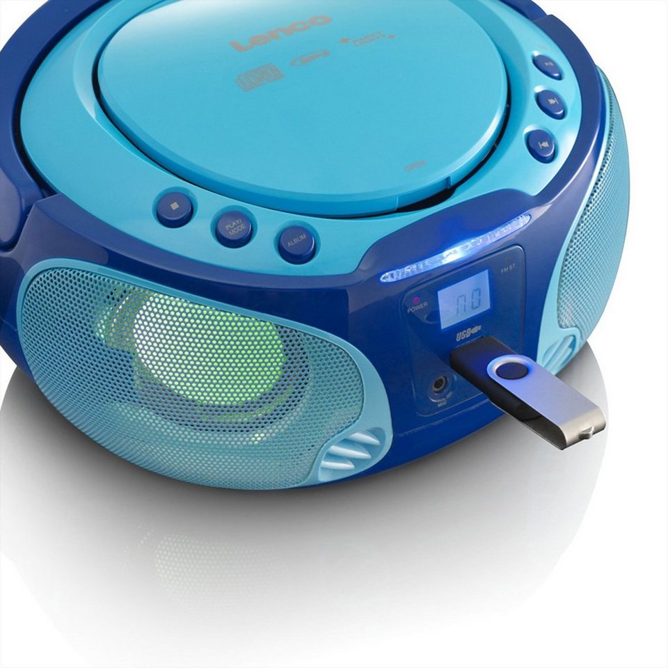 Lenco SCD-650BU CD-Radio m. MP3, USB, Lichteffekt, Mikro Boombox, Mit CD,  MP3, USB und Lichteffekten
