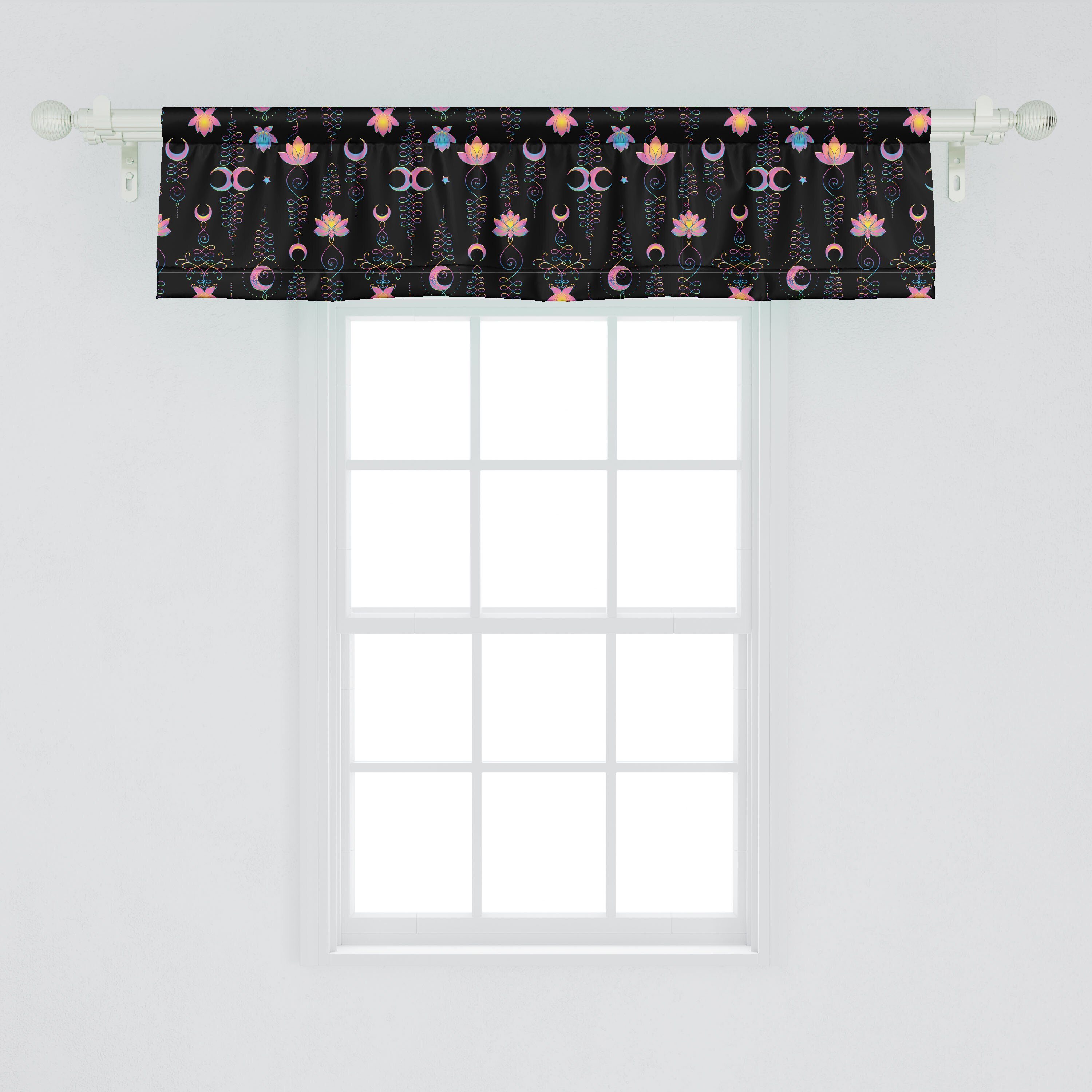 Schlafzimmer Vorhang Dekor mit für Küche Stangentasche, Scheibengardine Abakuhaus, Abstrakte Blumen und Crescent Volant Lotus Microfaser,
