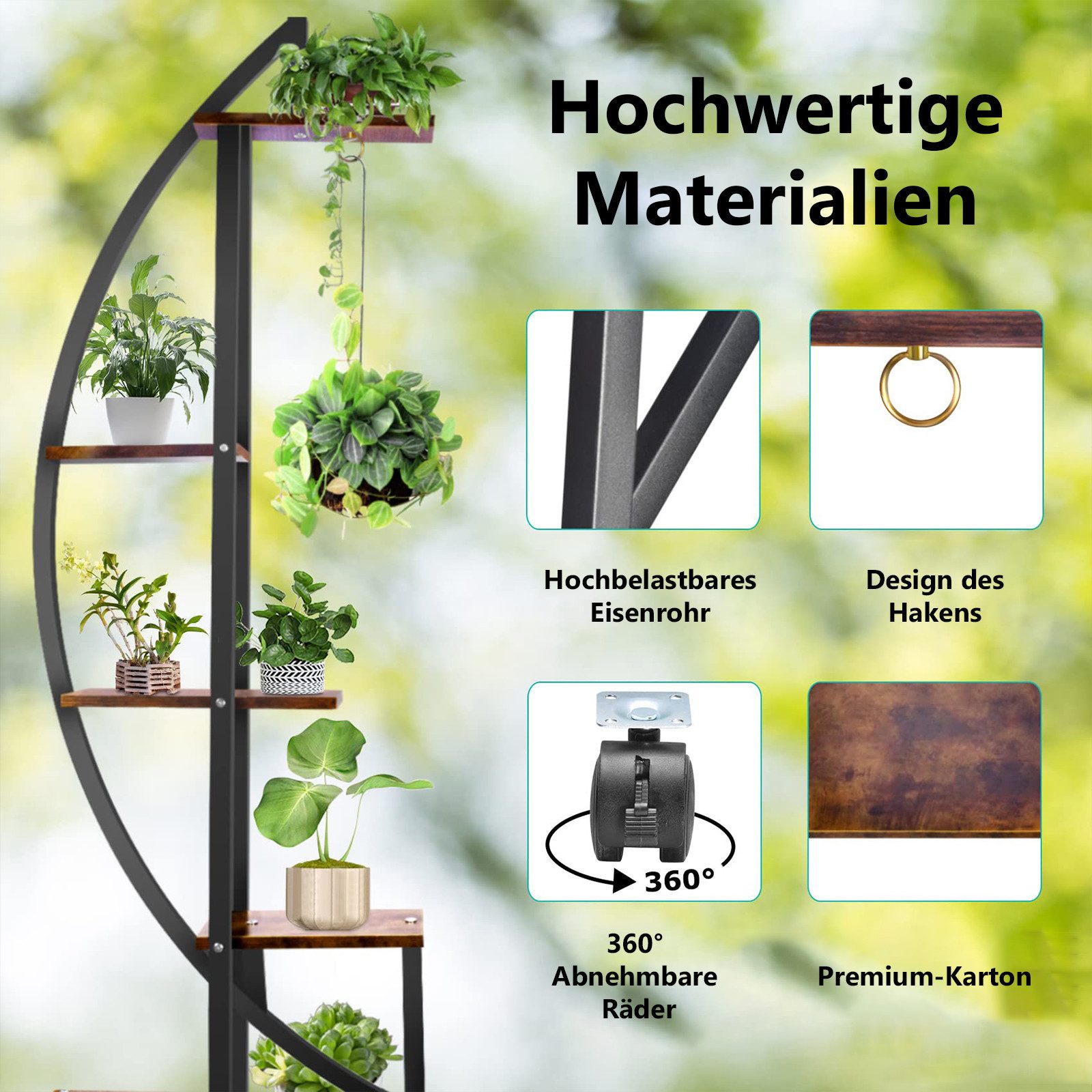 Jibenhome Pflanzentreppe 6 stufiger Metall-Pflanzenständer, mit Pflanzenzuc günstig online kaufen