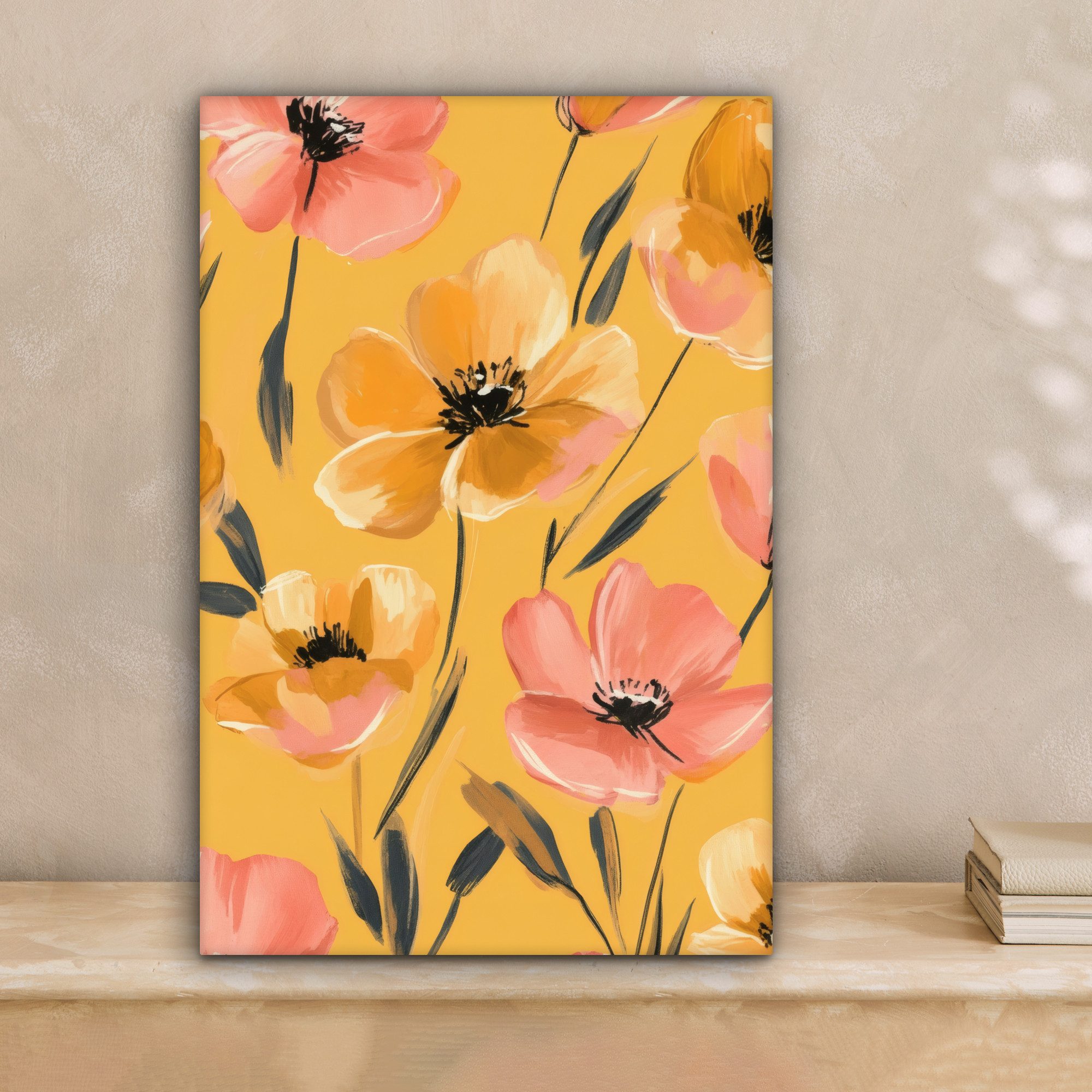 OneMillionCanvasses® Leinwandbild Blumen - Gemalt - günstig online kaufen