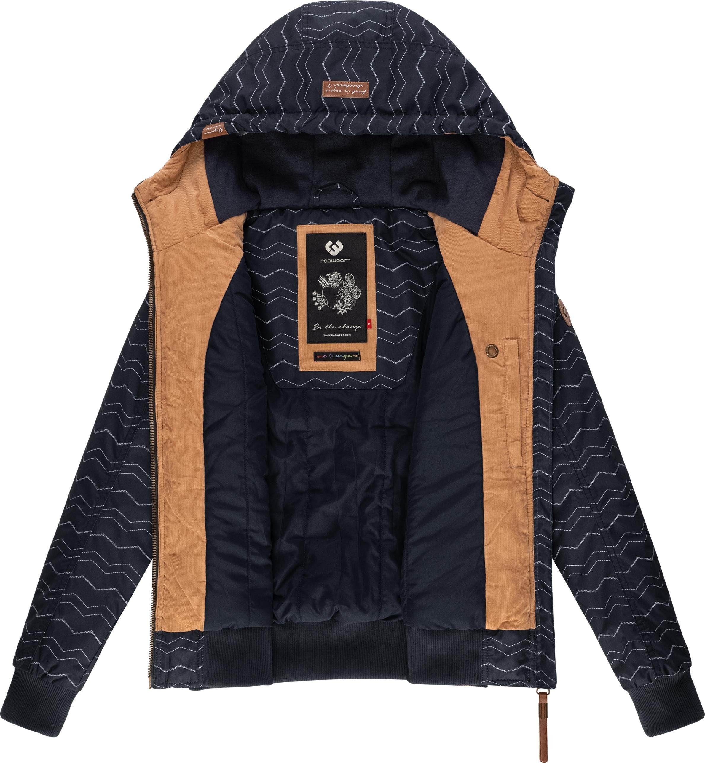 Ragwear Outdoorjacke Druna Zig Zag Winter sportliche Winterjacke mit Kapuze und Print