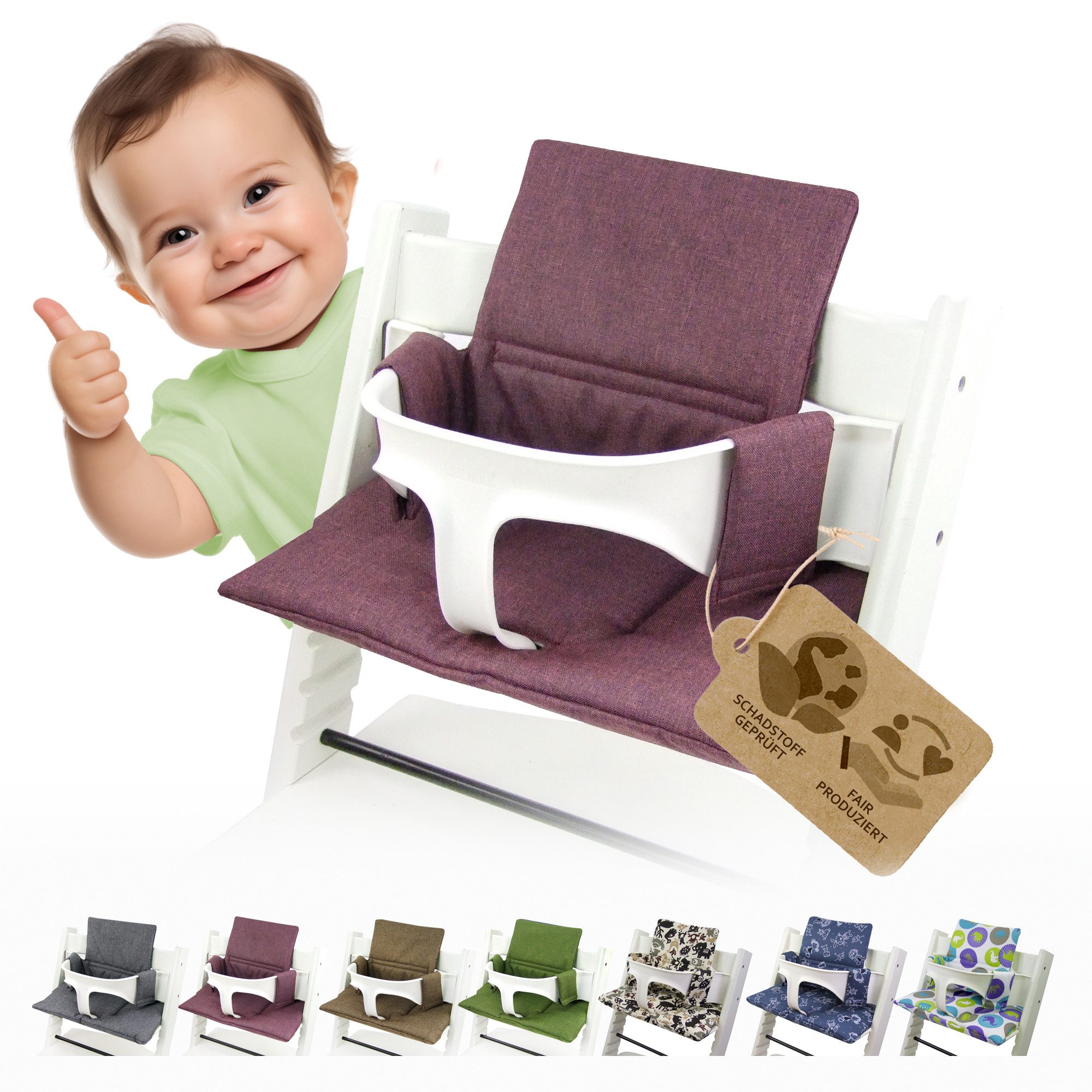 BambiniWelt by Rafael K. Hochstuhlauflage Ersatzbezug Bezug Sitzkissen kompatibel mit Stokke Tripp Trapp Mod. 2
