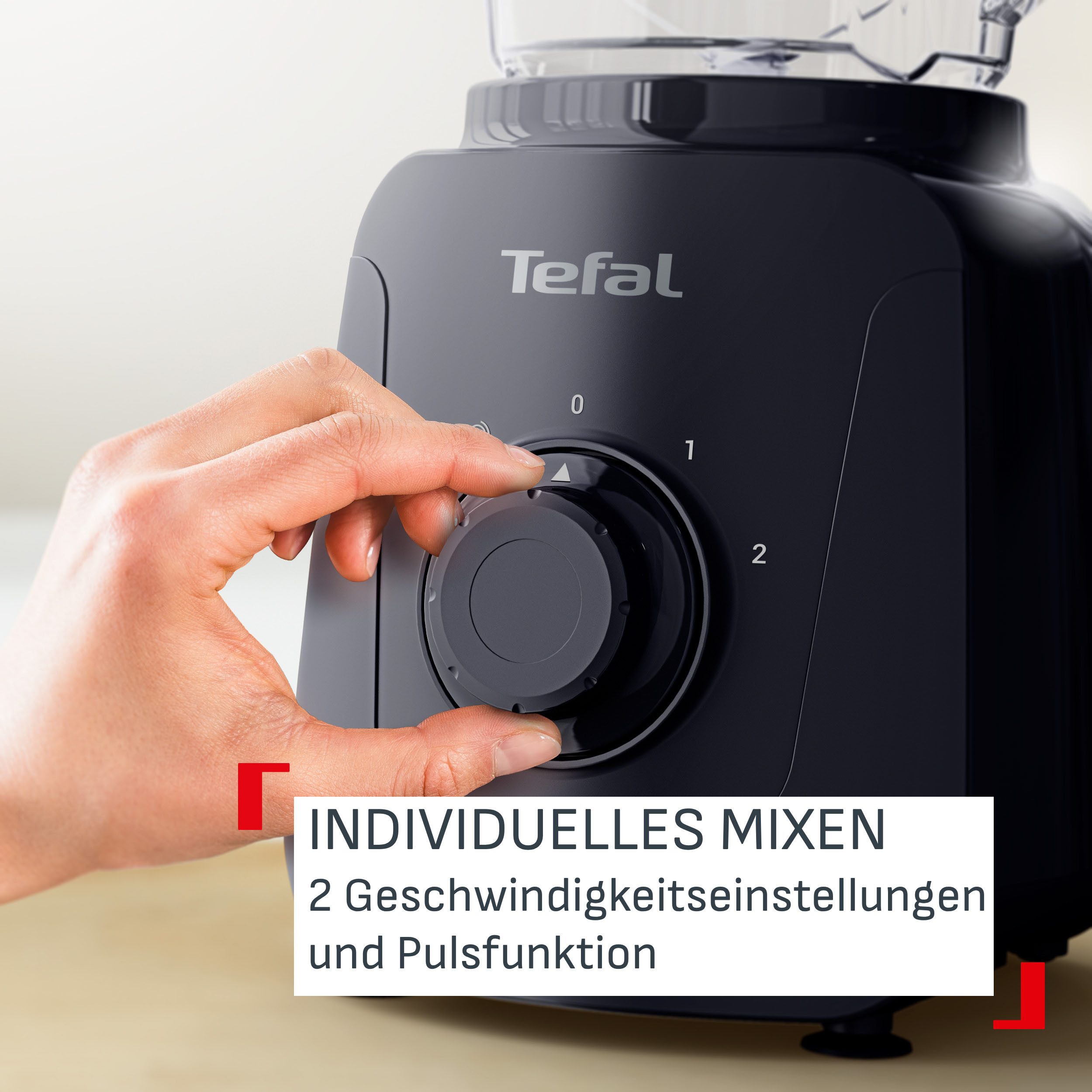 Tefal Standmixer Blendforce Essential, 450 W, 1 L, 2 Geschwindigkeitsstufen, Pulsmodus, inkl. Zerkleinerer