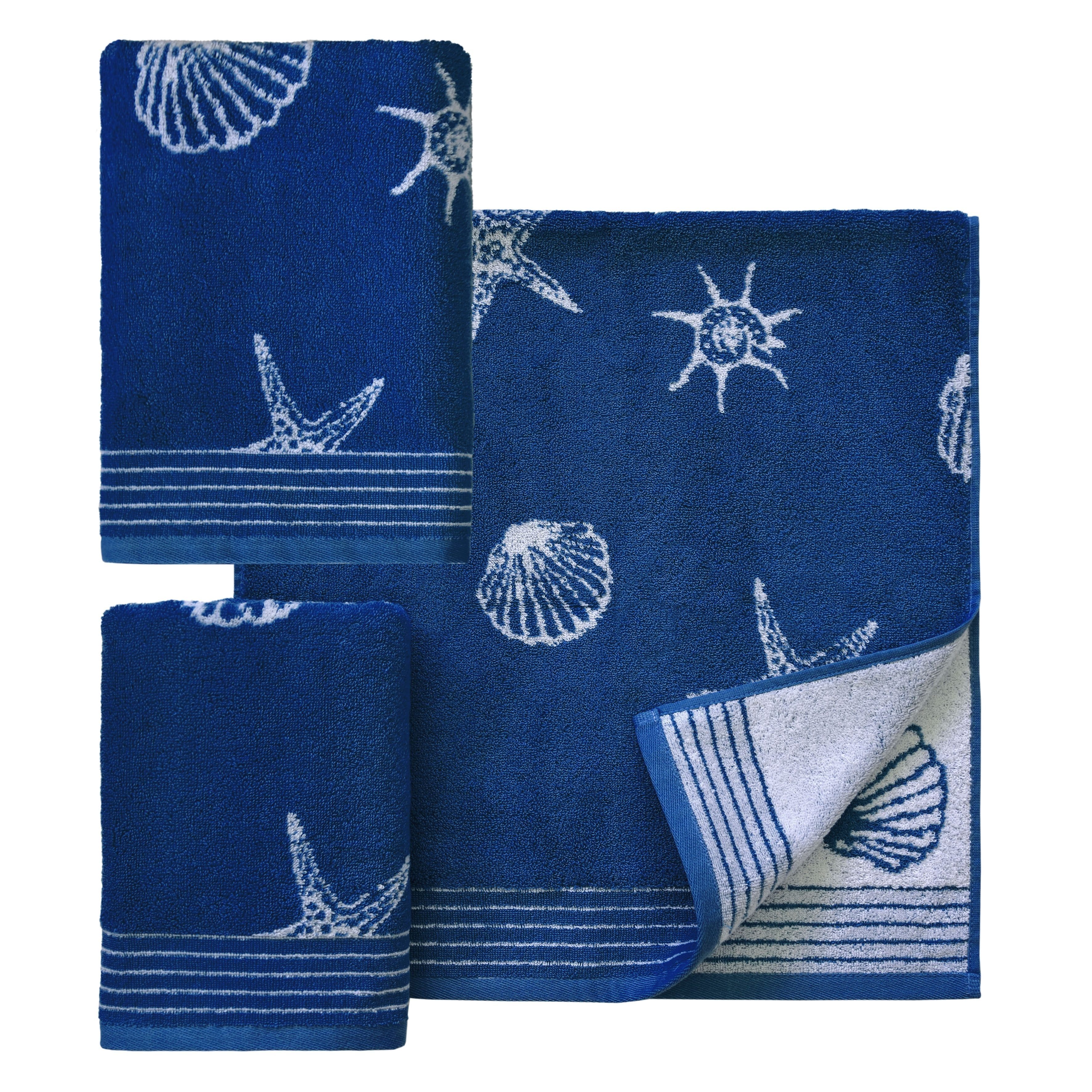 Dyckhoff Handtuch Set mit Muschelmuster, Walkfrottee, (Set, 3-tlg), mit Muschelmuster marine