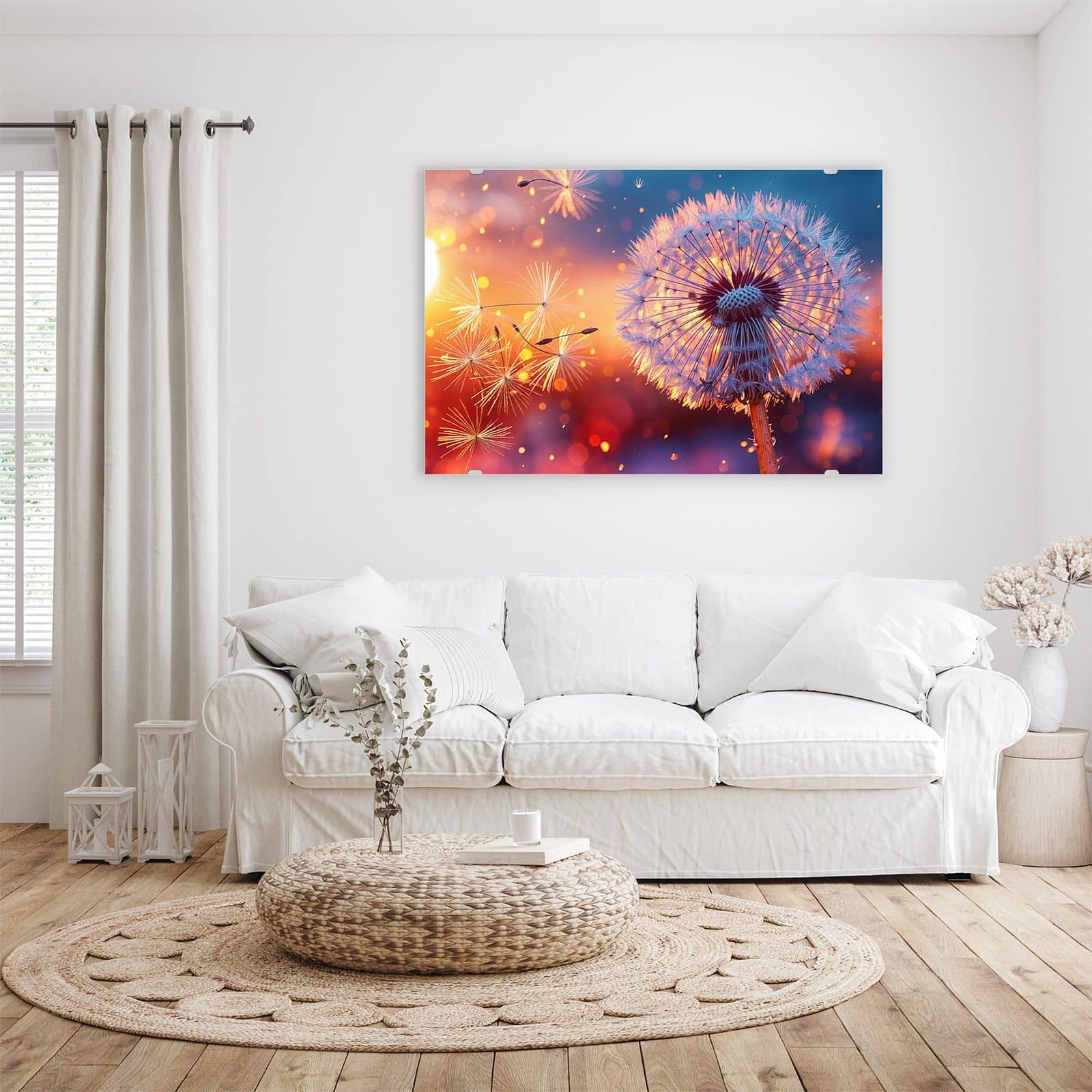 Primedeco Glasbild Wandbild Pusteblume Sonnenuntergang mit Aufhängung, Blum günstig online kaufen