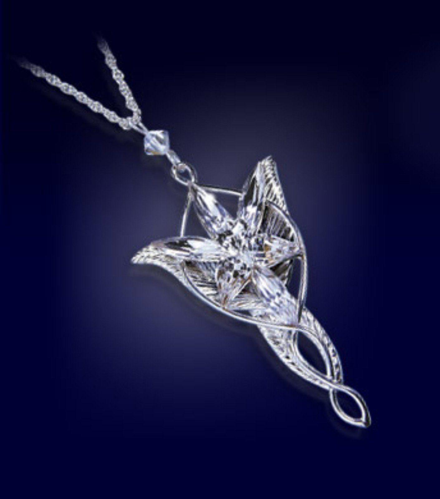Noble Collection Kette mit Anhänger Arwens Abendstern versilbert + Kette + Kristalle + Box