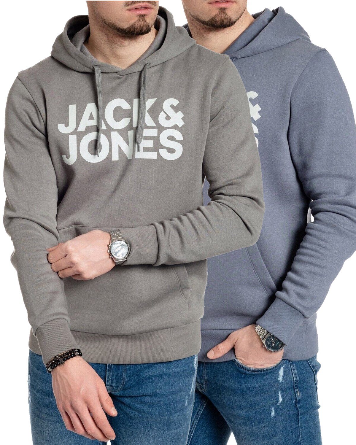 Jack & Jones Kapuzenpullover (Spar Set, Doppelpack) mit Printaufdruck