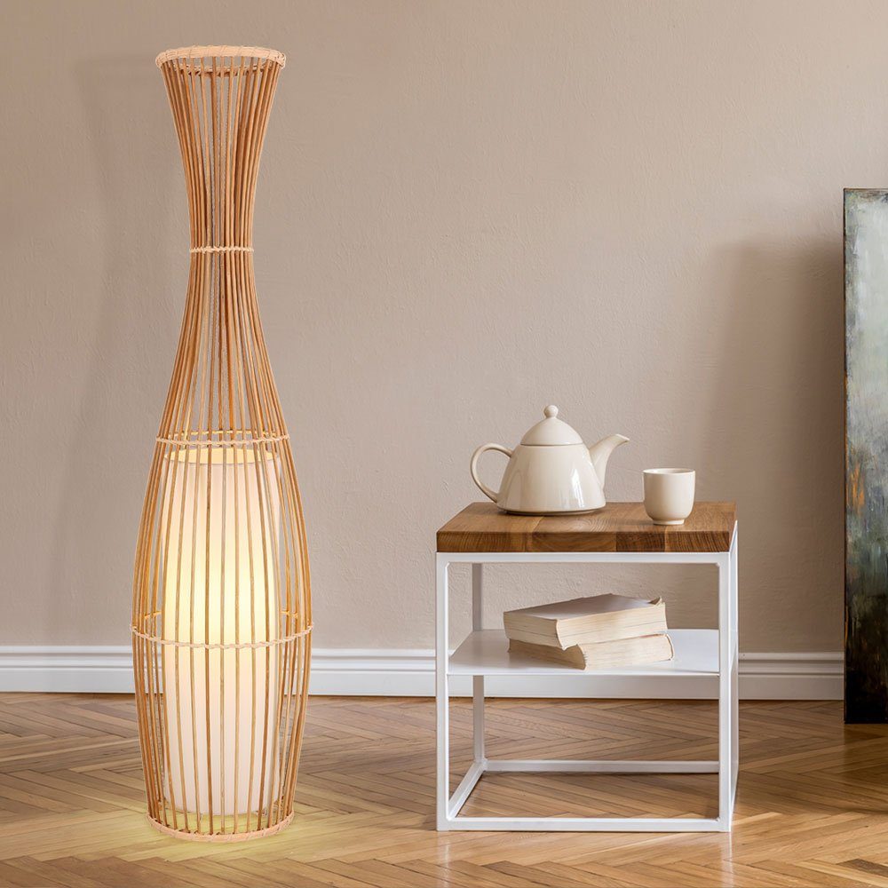 Stehlampe, Bambus Geflecht Steh Leuchte Wohn Ess Zimmer