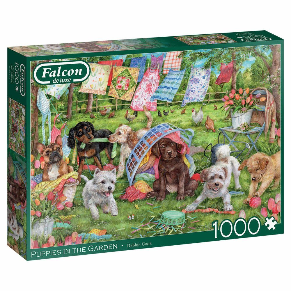 Jumbo Spiele Puzzle Falcon Puppies in the Garden 1000 Teile, 1000 Puzzleteile