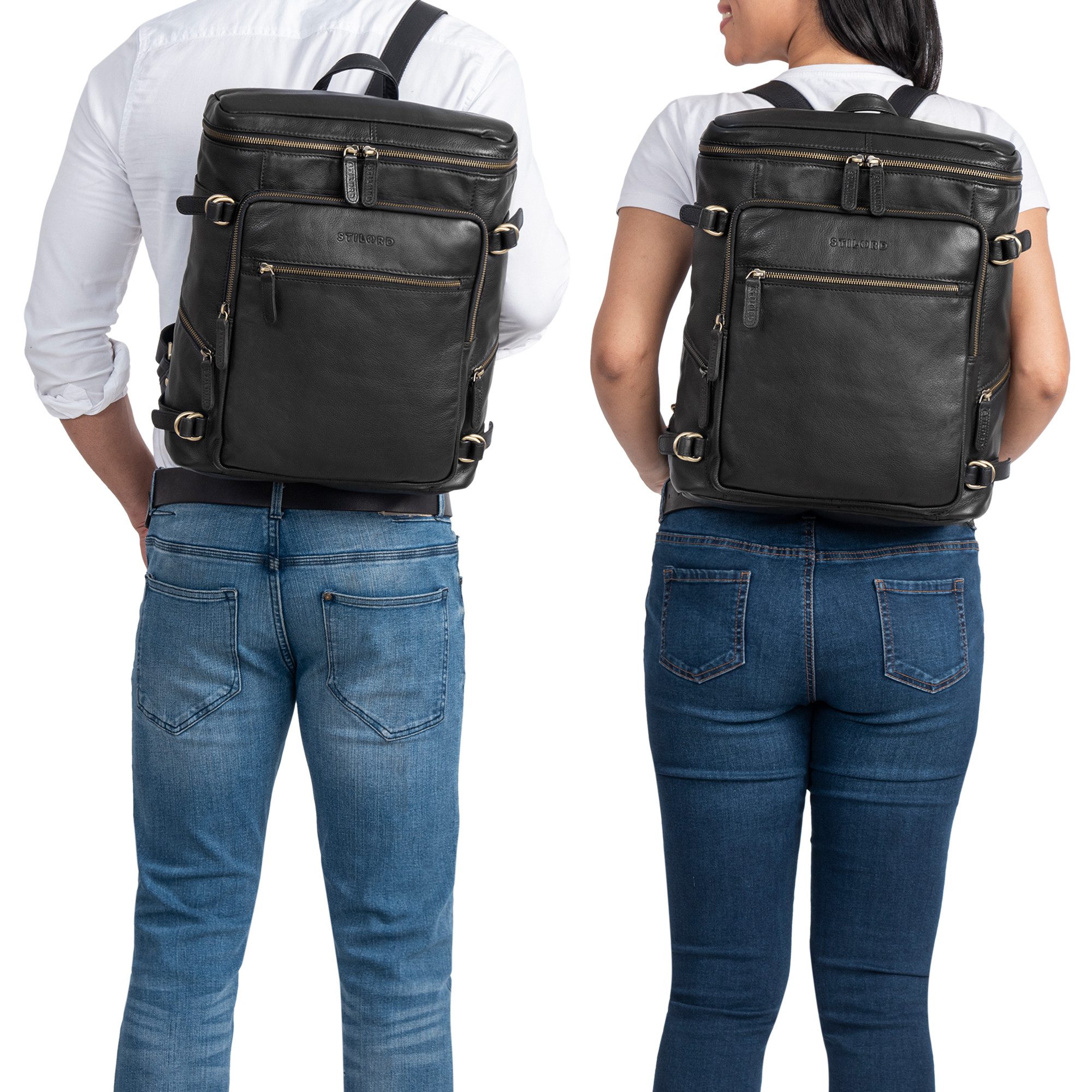 STILORD Notebookrucksack "Alvar" Businessrucksack Laptop-Fach 15.6 Zoll Herren Damen Echtleder
