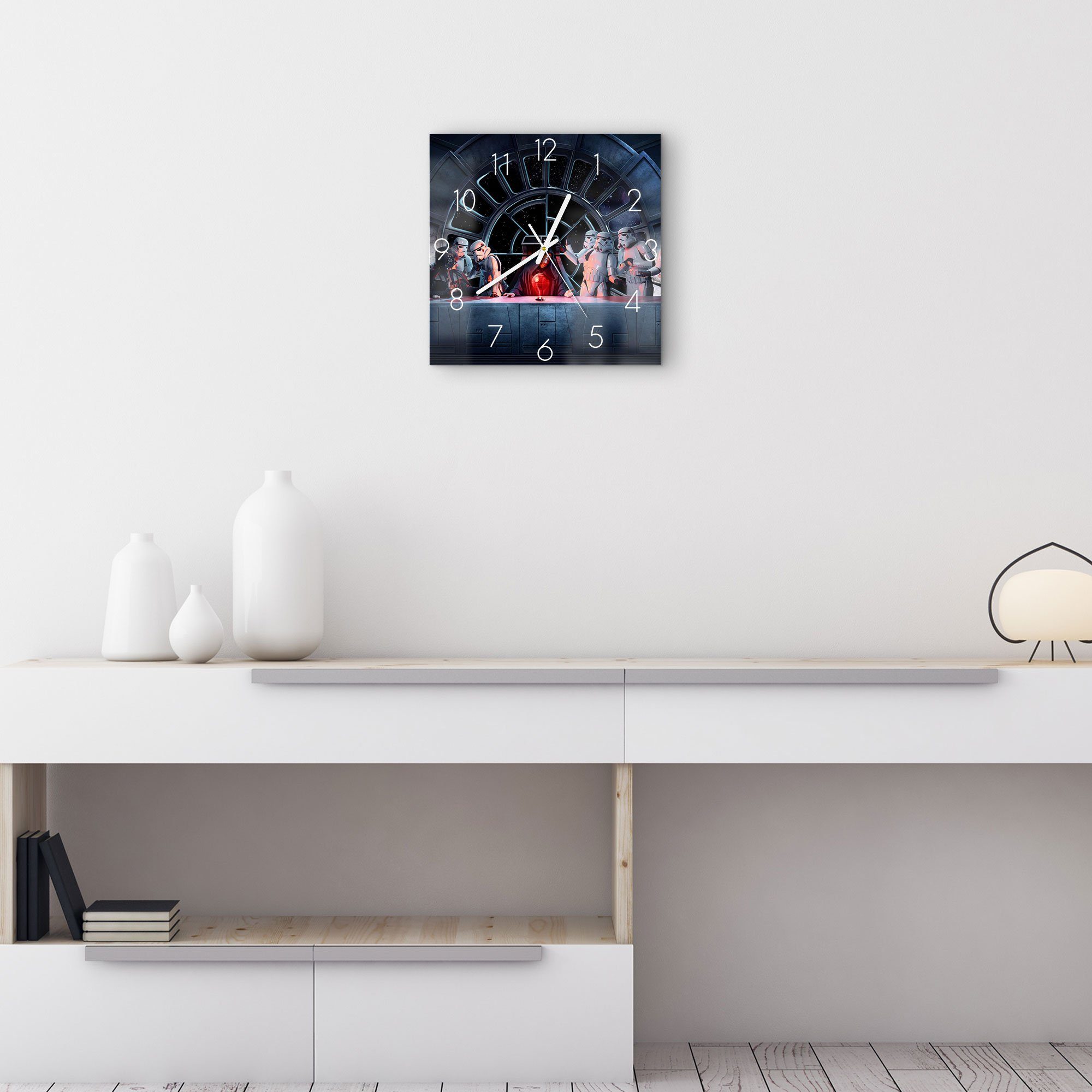 DEQORI Wanduhr 'Star Wars Abendmahl' (Glas Glasuhr modern Wand Uhr Design Küchenuhr)