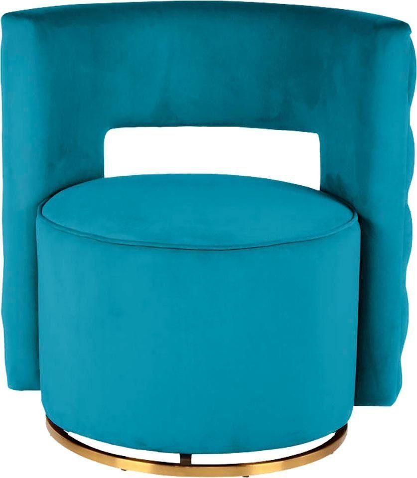 Kayoom Sessel Drehsessel Beverly 125, drehbar, Gestell aus Eisen,samtige Oberfläch (1-St), rund, glamourös, gesteppter Rücken, abgerundete,Drehsessel