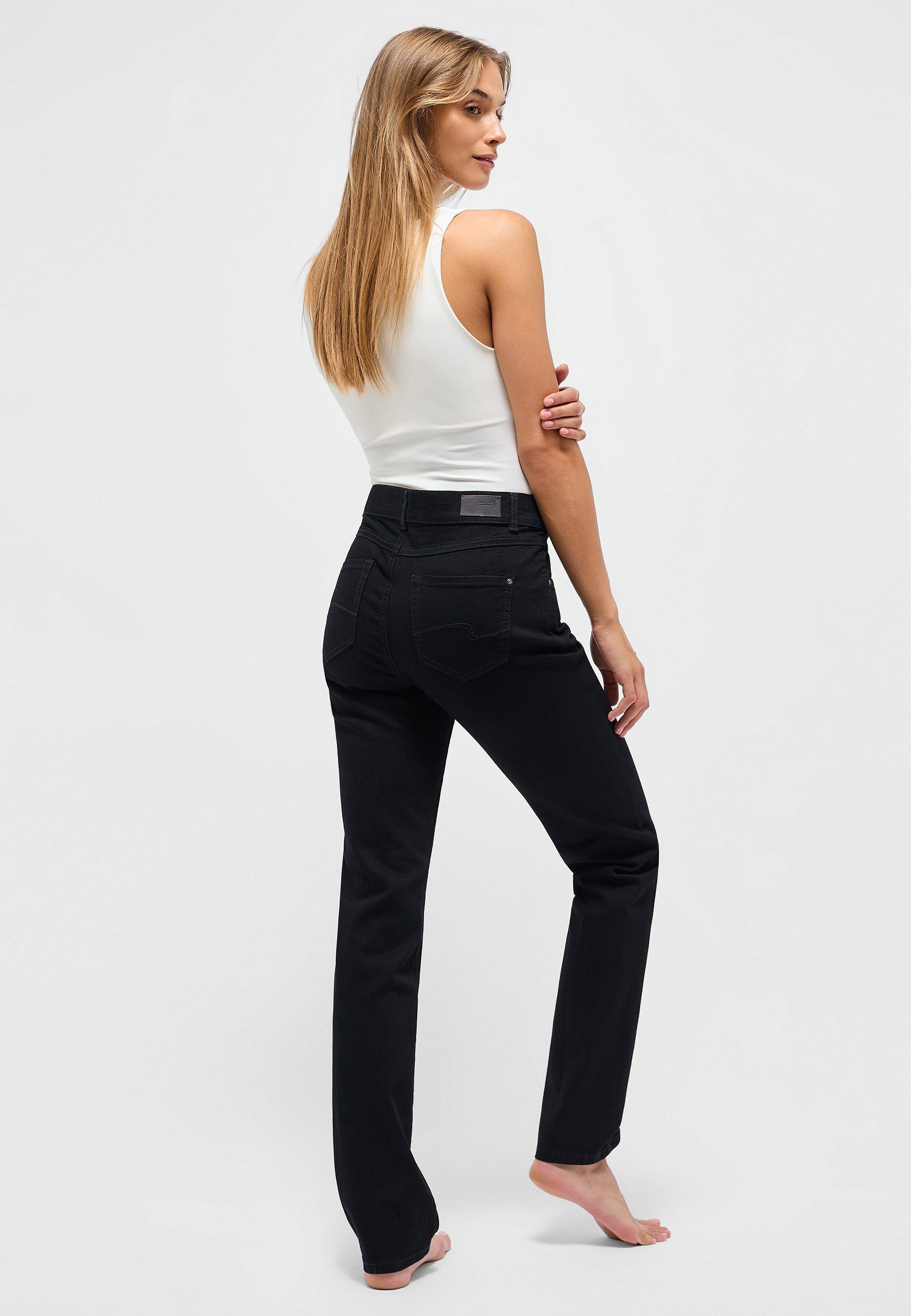 Straight-Jeans Jeans ANGELS mit cleanem mit Dolly Denim Label-Applikationen