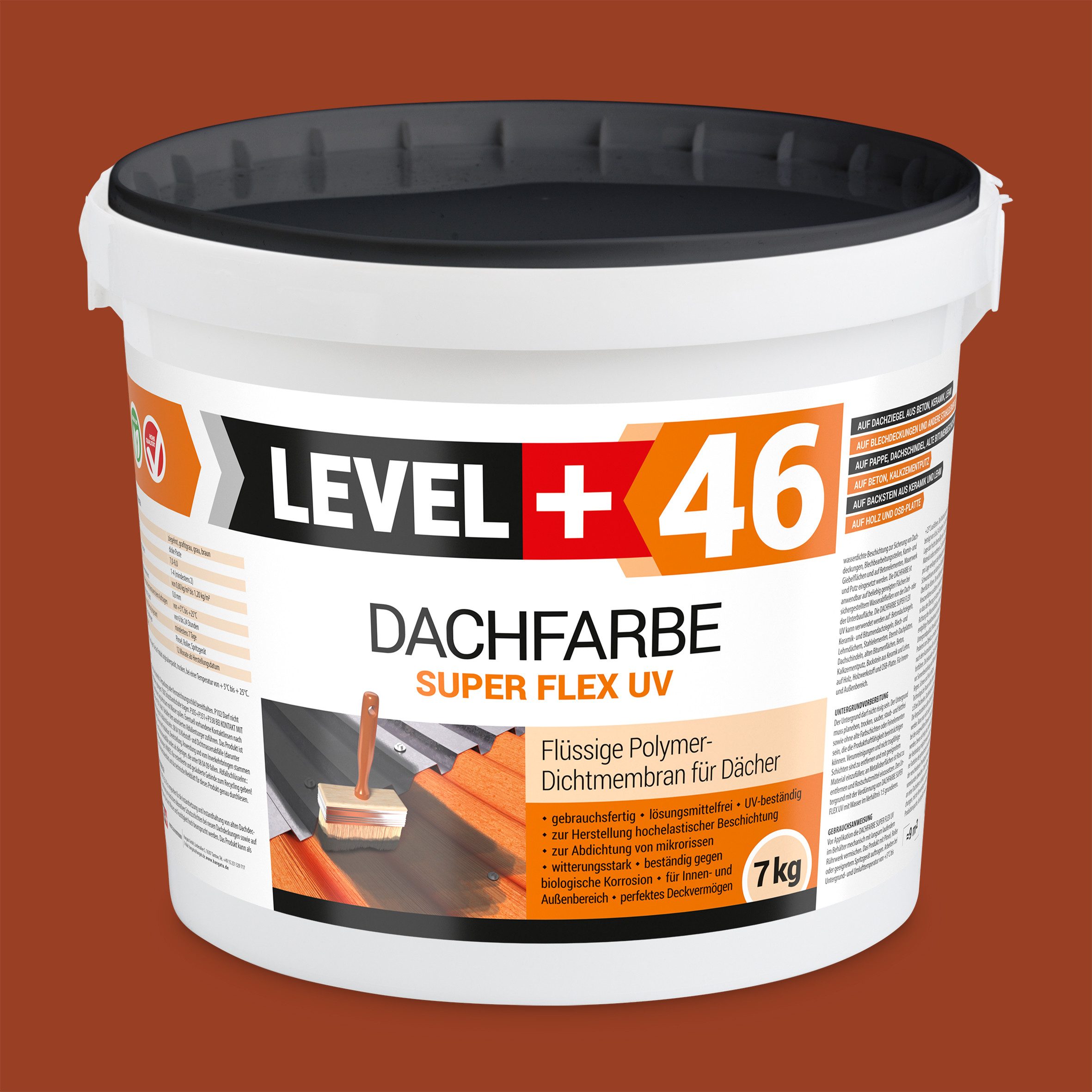 Level+ Dachfarbe Dachfarbe elastische Dicht-Polymermembrane L+46 ZIEGELROT - 14KG