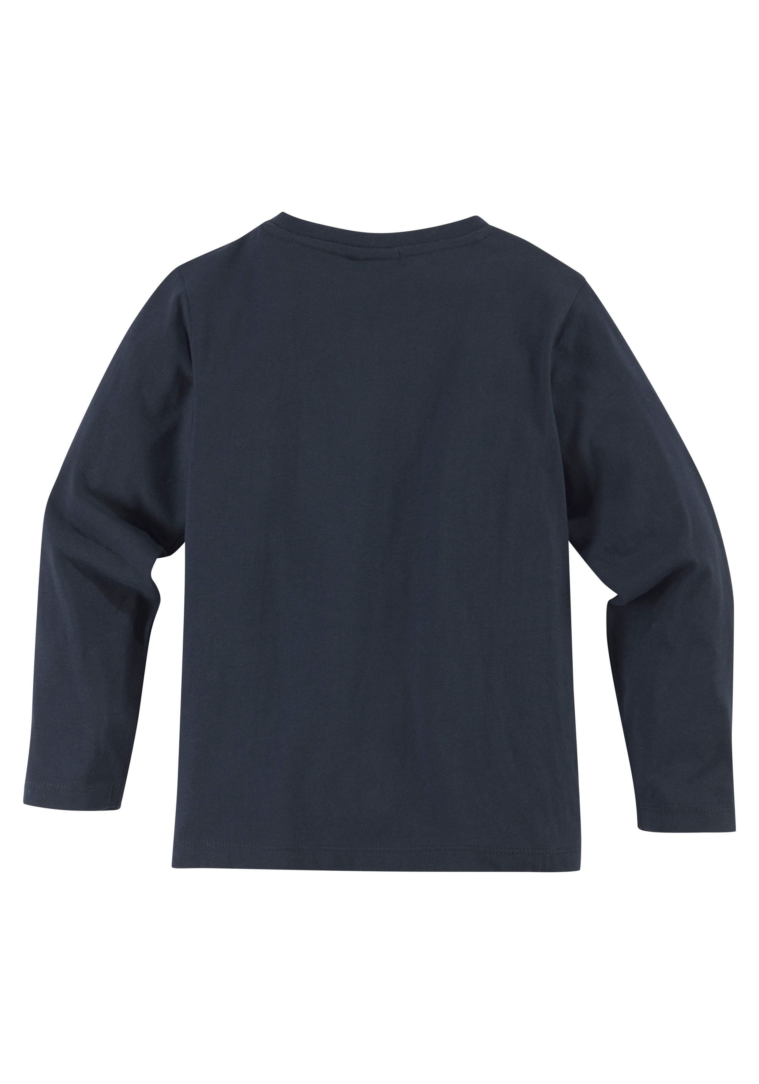 KIDSWORLD Langarmshirt CURIOUS DINO Langarm, Basic-Passform, peppiger Druck