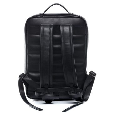 SID & VAIN Rucksack Leder Backpack Unisex DYLAN, Tagesrucksack 15,4 Zoll Echtleder, Leder-Rucksack Damen Herren schwarz