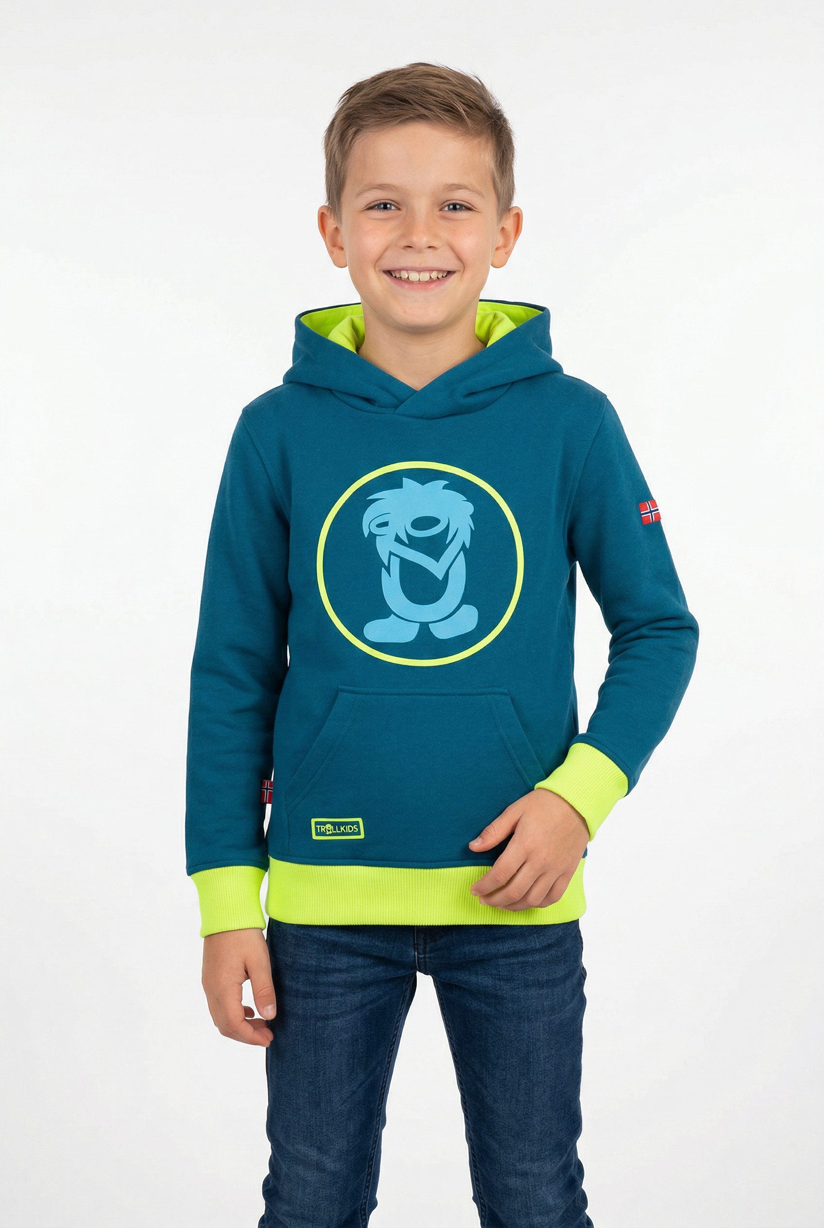 TROLLKIDS Kapuzensweatshirt KIDS TROLL SWEATER mit Kängurutasche, Langarm-Design, bedruckte oder unifarbene Optik