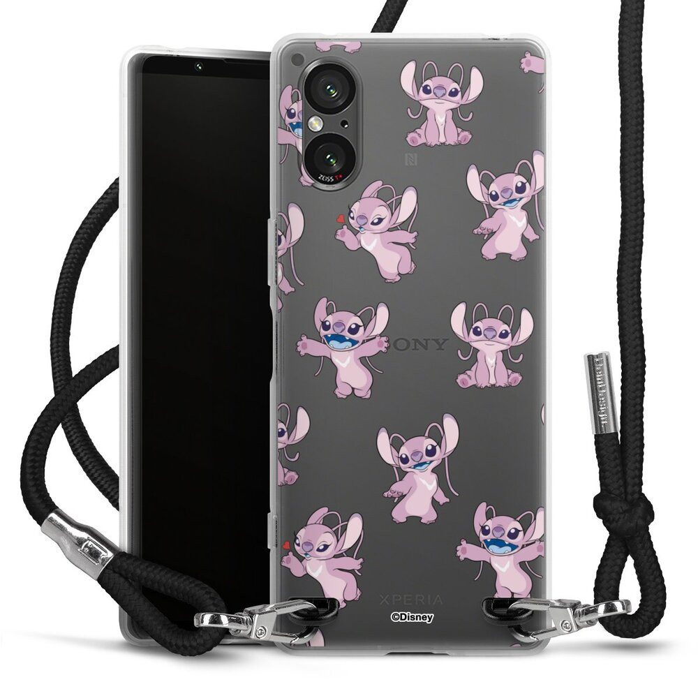 DeinDesign Handyhülle Lilo & Stitch Engel Disney Angel Faces Pattern Transparent, Sony Xperia 5 V Handykette Hülle mit Band Case zum Umhängen