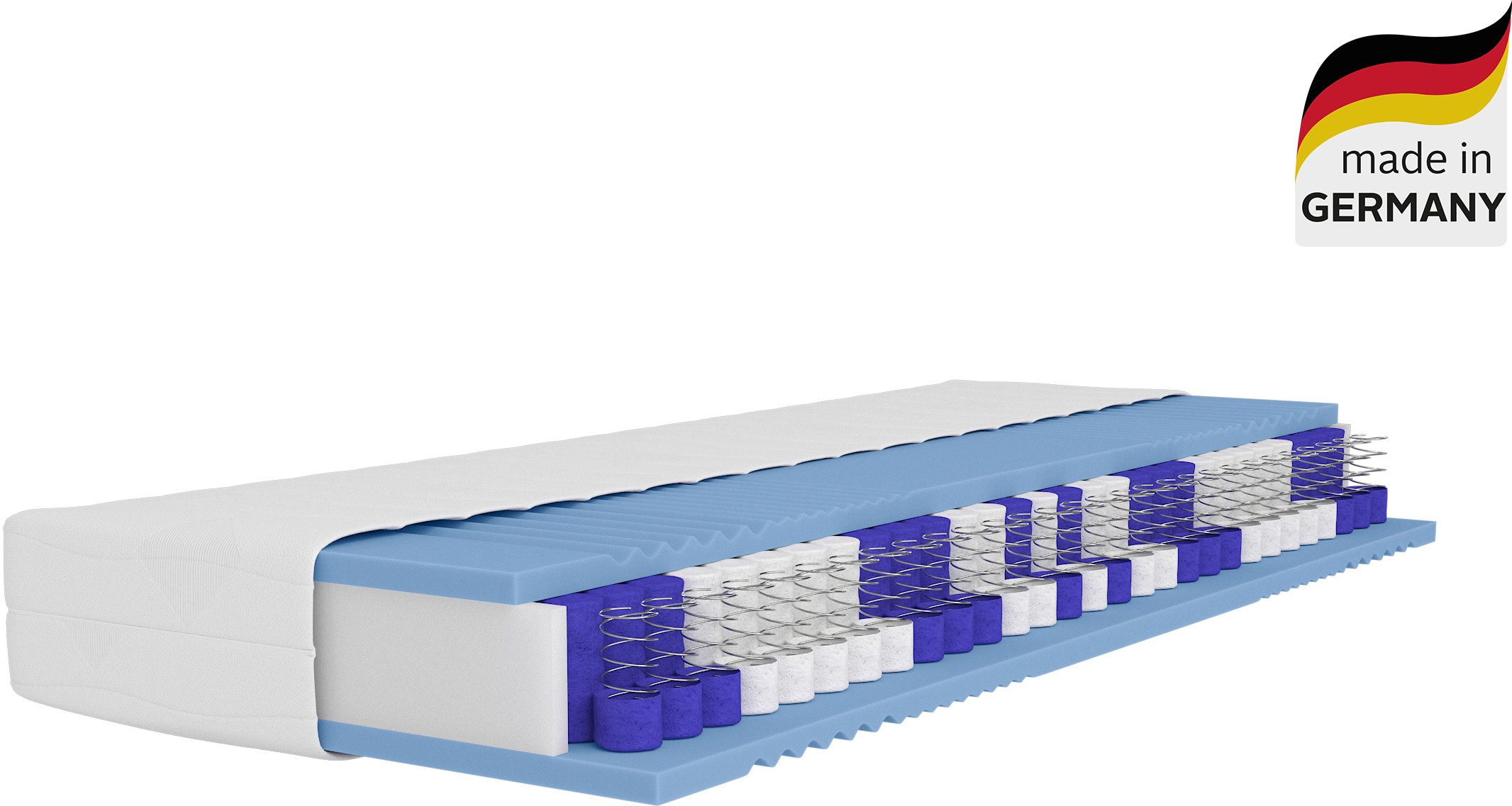 Taschenfederkernmatratze NEUHEIT: Lasse, 7 Zonen Matratze 90x200, 140x200 cm, langlebige Qual., Älgdröm, 22 cm hoch, Matratze H2, H3 & H4, atmungsaktiv, Hausstauballergiker geeignet