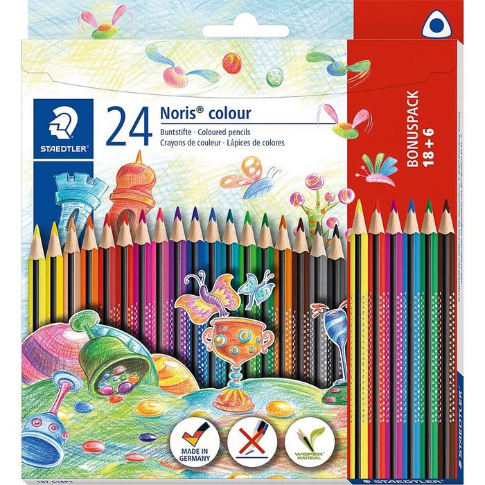STAEDTLER Buntstift Dreikant-Buntstifte Noris® colour 18 & 6 Farben