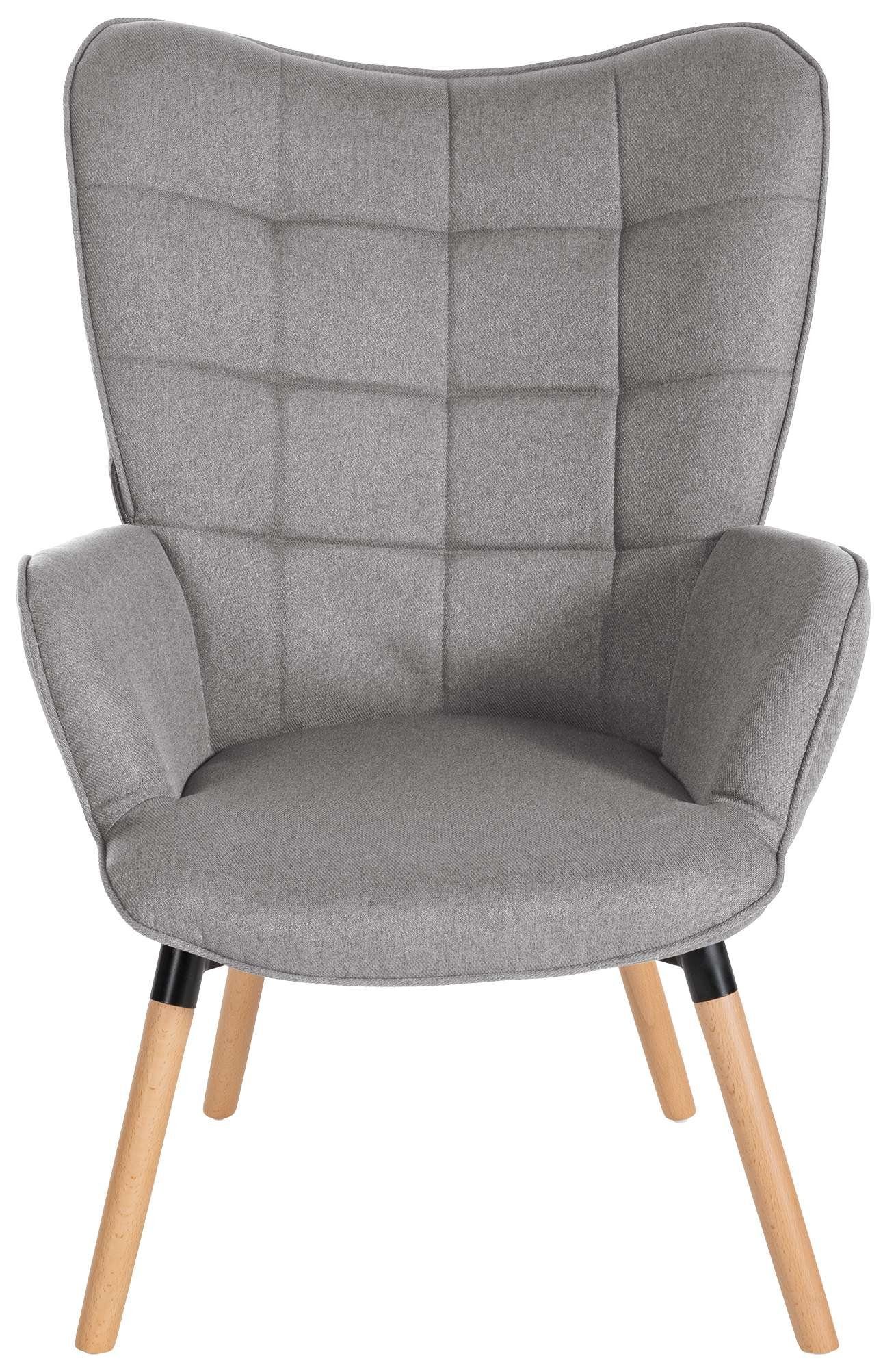 mit Gestell aus Loungesessel und Buchenholz CLP Garding, grau Stoff-Bezug Stuhl