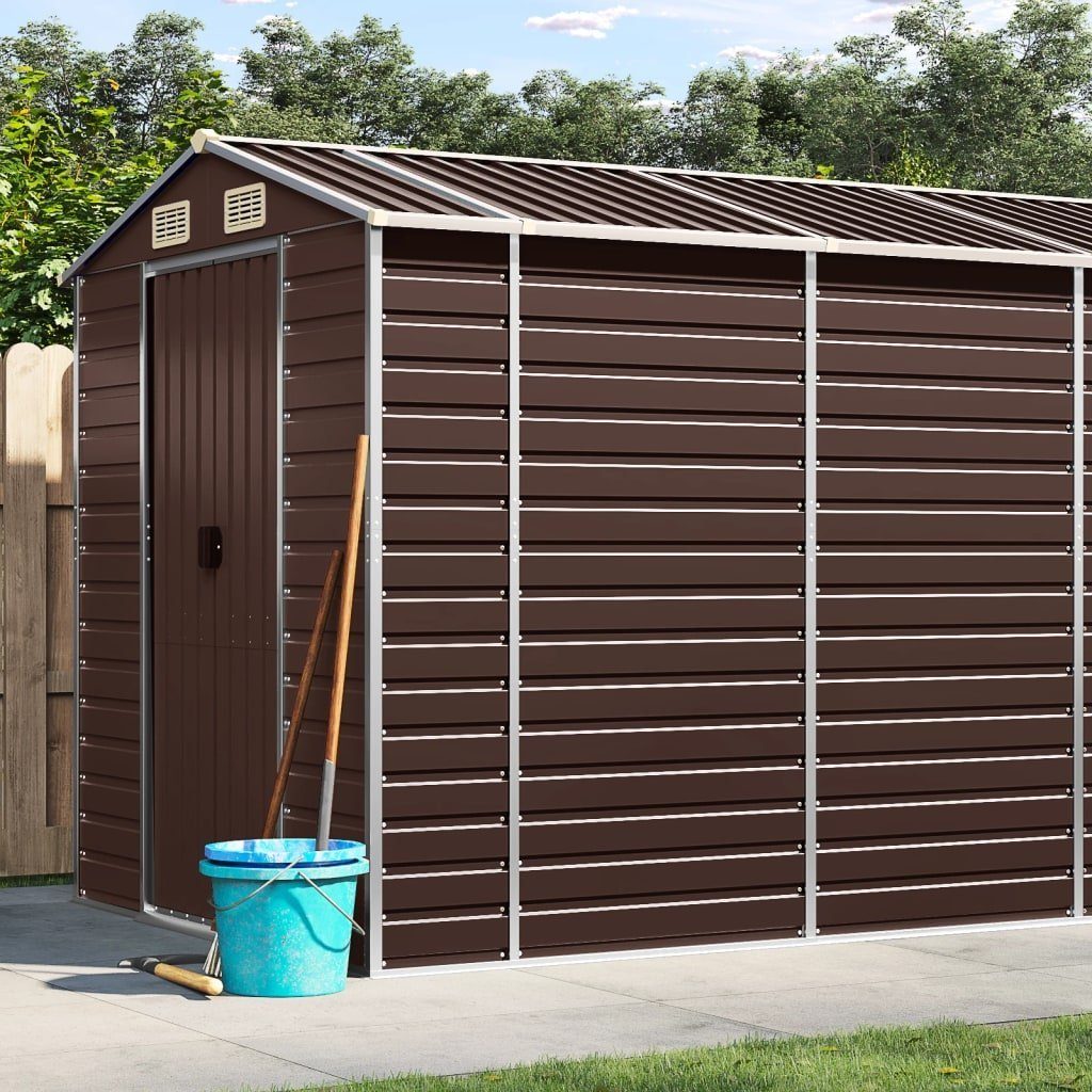 DOTMALL Gabionenzaun Gerätehaus Braun 191x980x198 cm Verzinkter Stahl