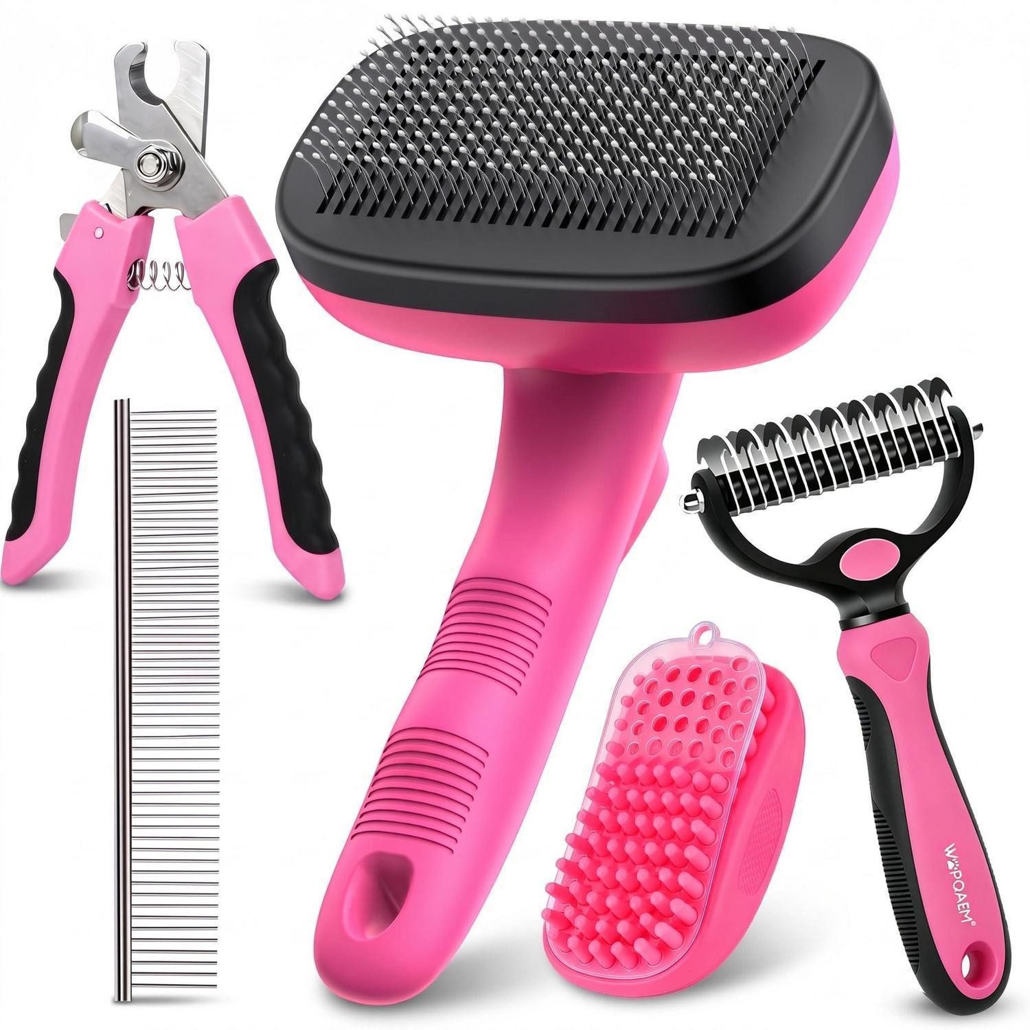 LuxusKollektion Putzzeug-Set Fellpflege-Set Hund Katze Rosa 5in1
