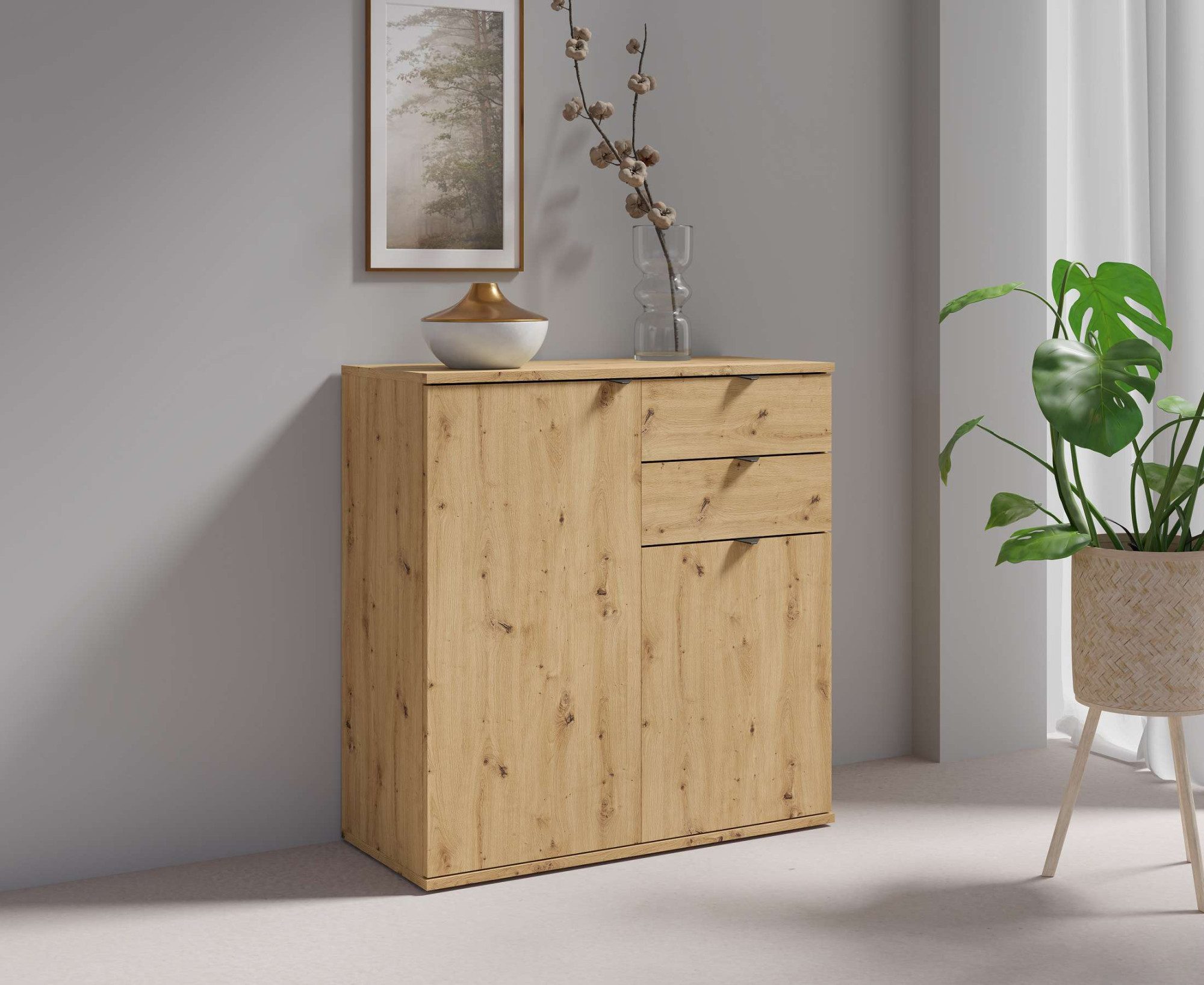 Kommode THALIAANA Sideboard mit 2 Türen und 2 Schubladen, Breite 80 cm