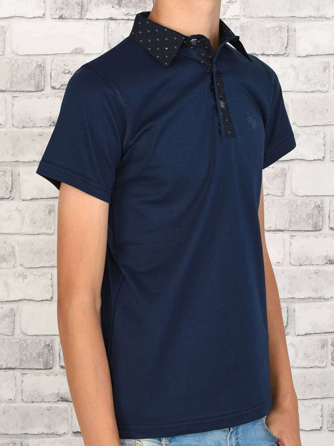 BEZLIT Kurzarmshirt Jungen (1-tlg) Shirt Polo Casual mit Kontrastfarben Navy