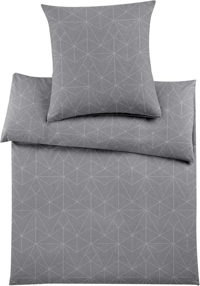 sleepling Bettwäsche Flanell Bettwäsche, Flanell, 2 teilig, Baumwoll-Flanell mit Jacquard-Struktur, Made in Germany