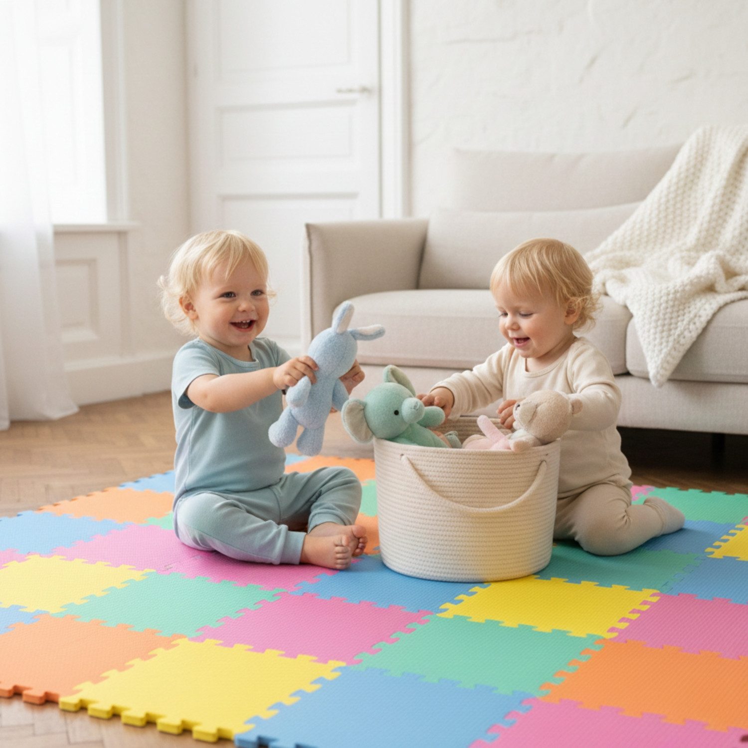 LittleTom Puzzlematte ab dem 1. Tag - 9 Teile Baby Spielmatte - 30 x 30 Kinder Krabbelmatte, (9-tlg), Spielunterlage für Babys und Kleinkinder - Kinderzimmer Puzzleteppich