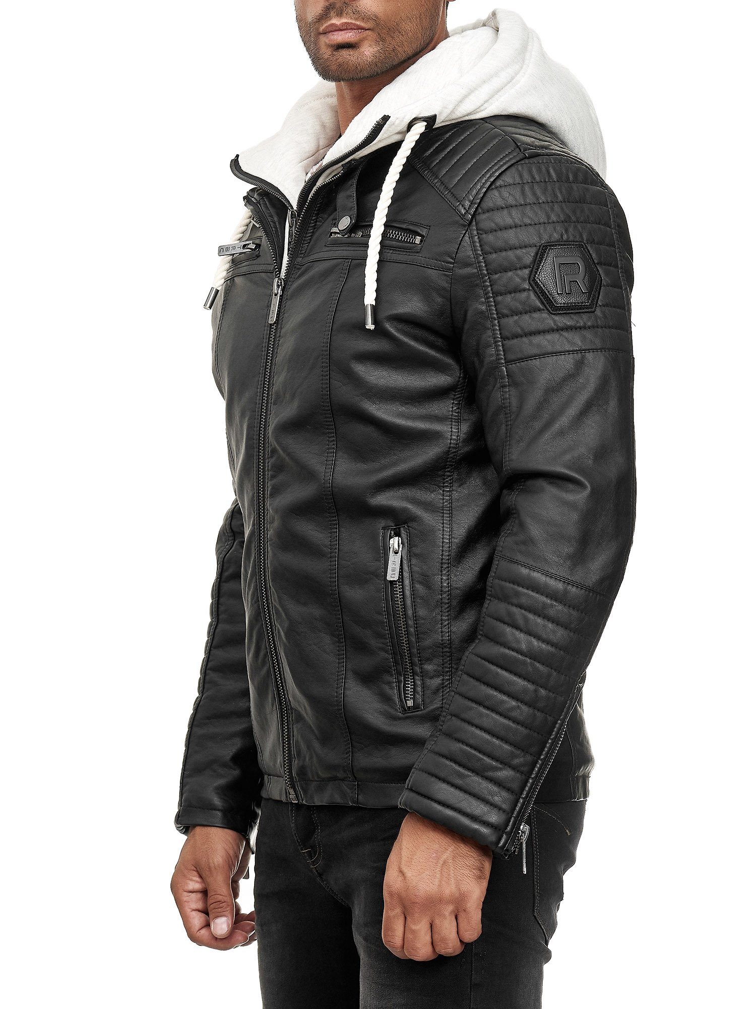 RedBridge Lederimitatjacke Kunstleder Bikerjacke mit Sweat-Kapuze günstig online kaufen