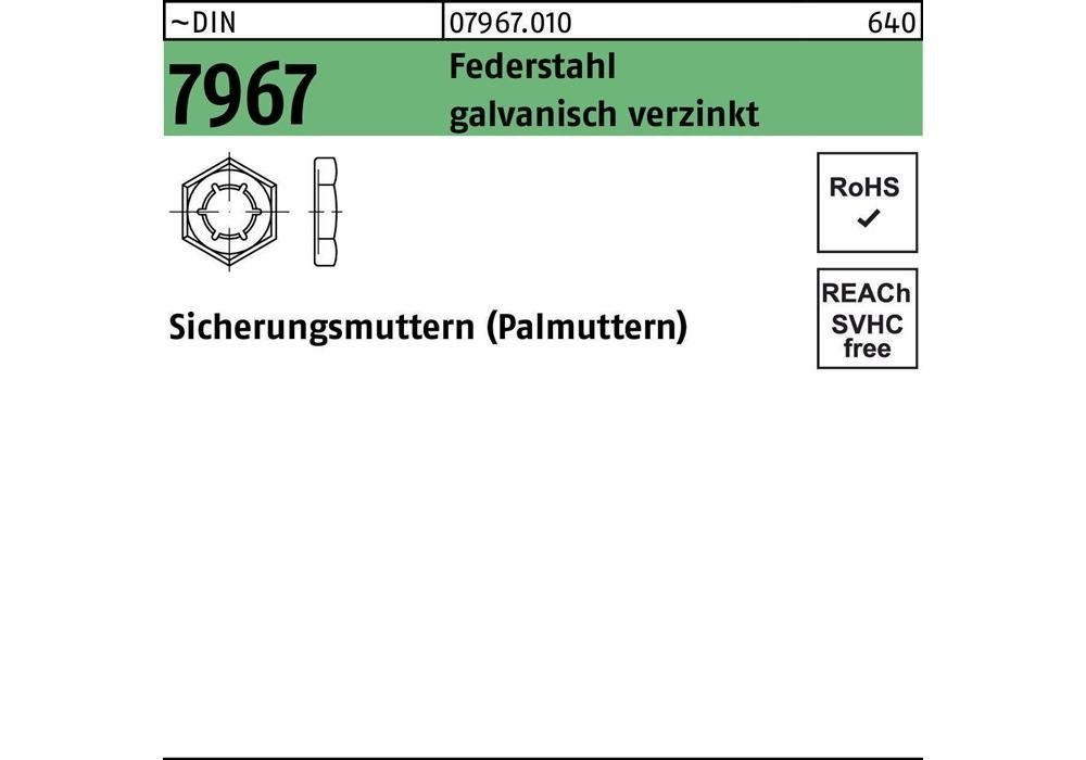 galvanisch Sechskantmutter Sicherungsmutter 12 DIN Federstahl 7967 verzinkt M