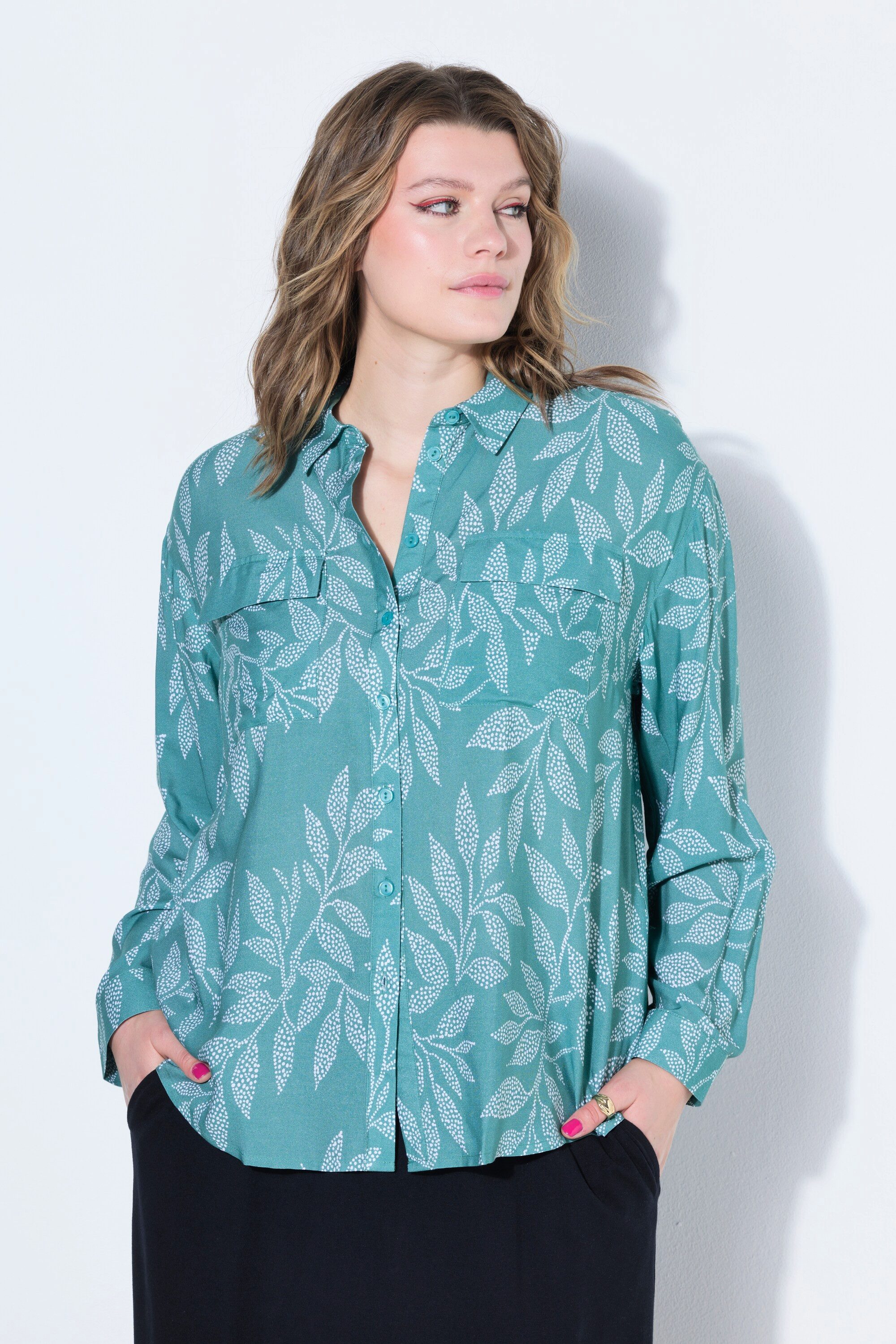Studio Untold Hemdbluse Hemd Boxy Shape Krepp Print