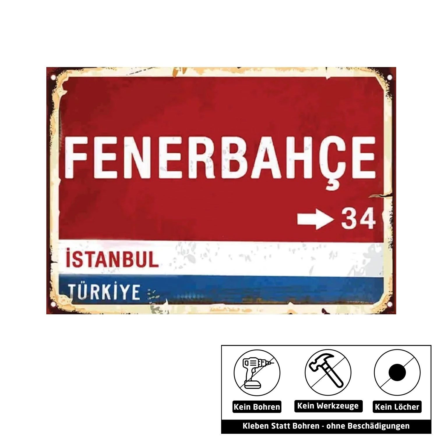 Jungengel Wandbild Fenerbahce Istanbul Retro Poster 28x20cm selbstklebend M günstig online kaufen