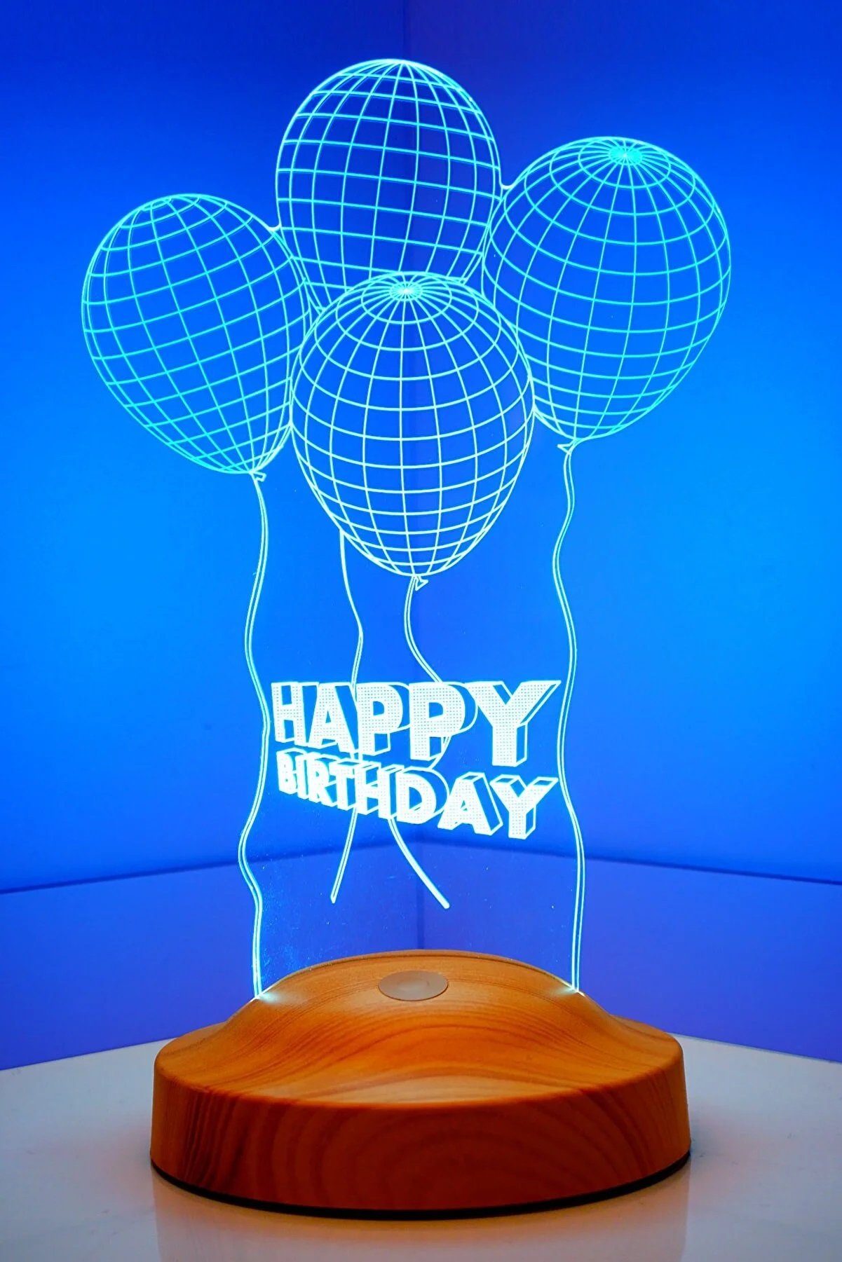 Geschenkelampe LED Nachttischlampe Happy Birthday 3D farbige Nachttischlampe Geburtstagsgeschenk, Leuchte 7 Farben fest integriert, Happy Birthday, Geburtstagsgeschenk für Freunde, Mädchen, Jungen