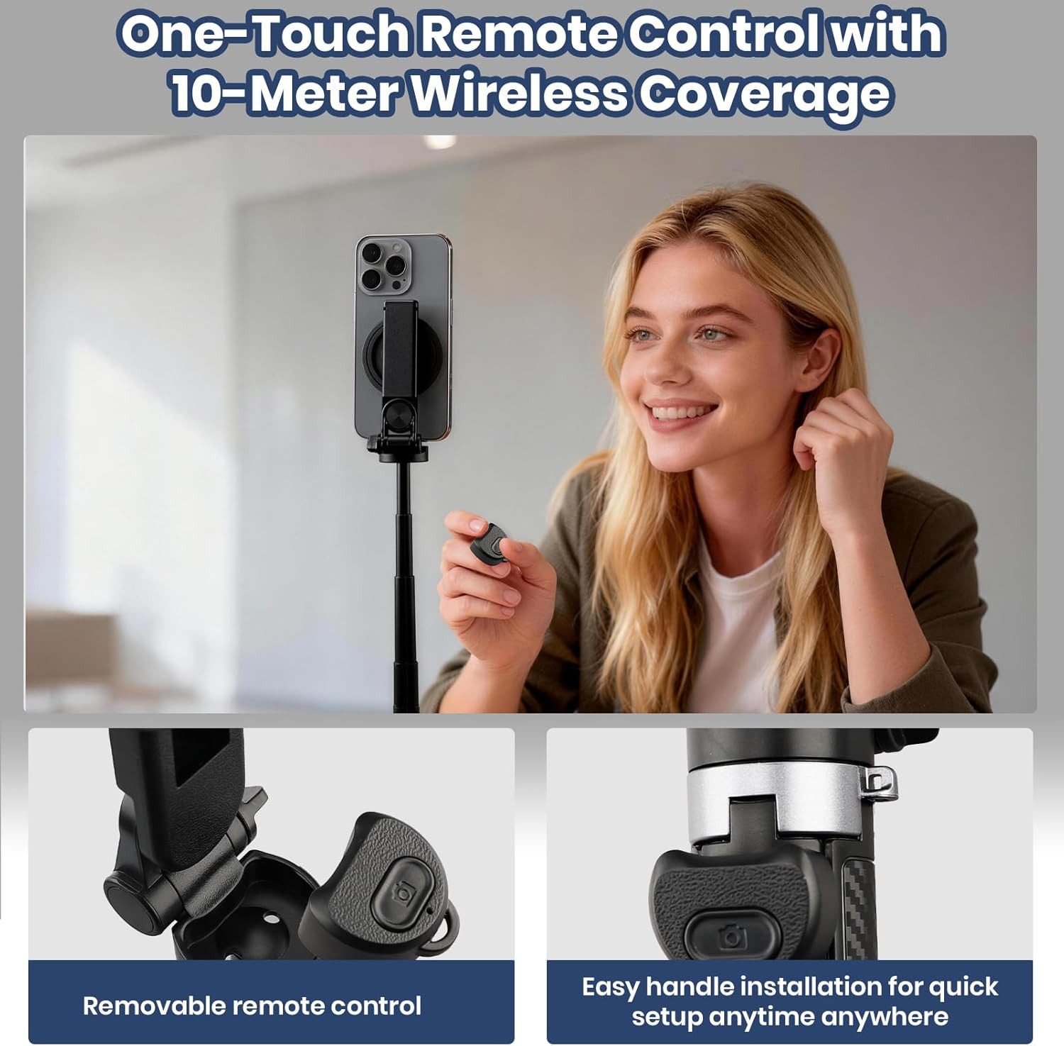 FELIXLEO Selfie-Stick Magnetisches Selfie Stativ 4-in-1 Bluetooth Fernbedienung Schwarz – Bild 3 von 5