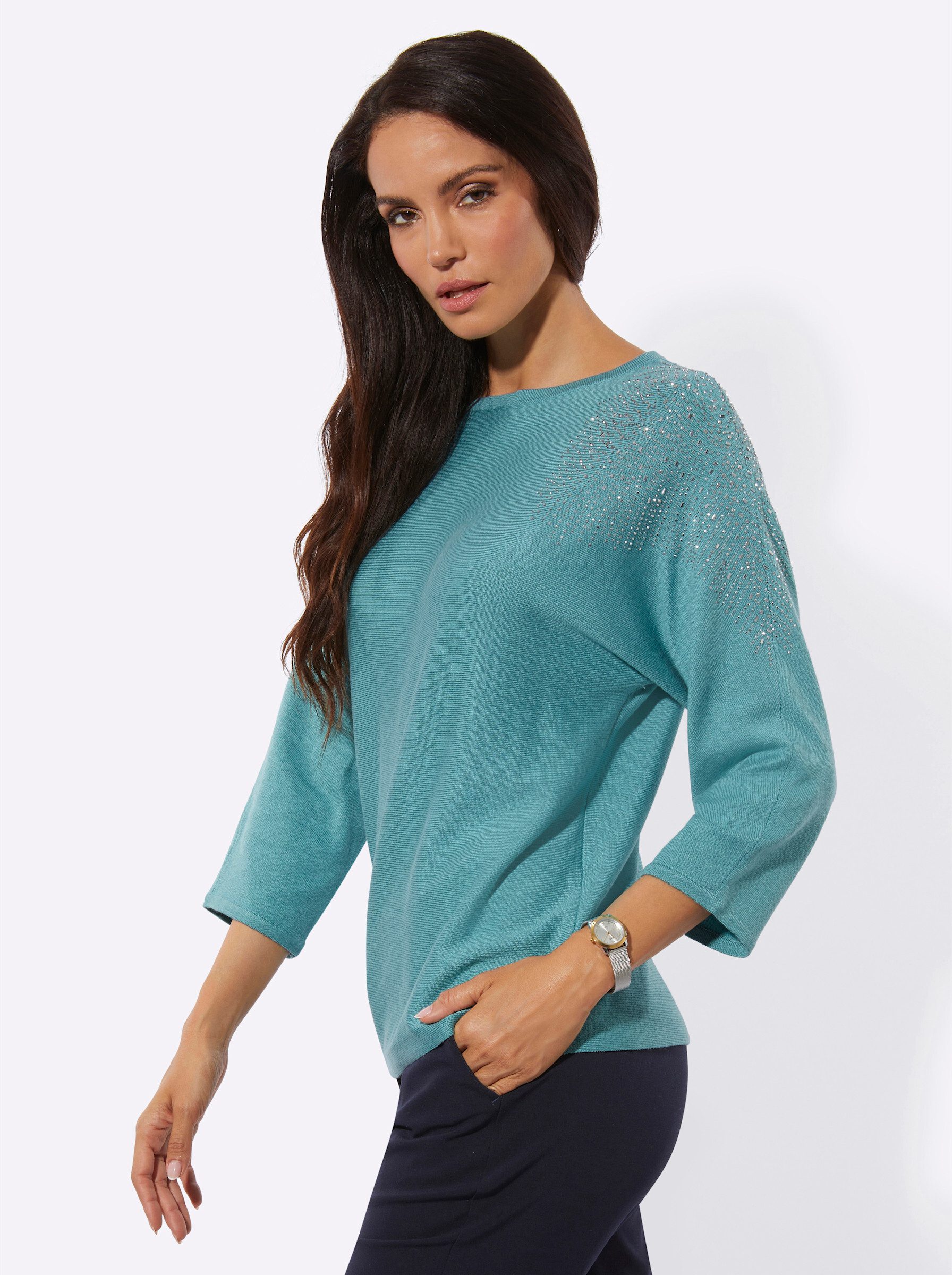 creation L Strickpullover Lyocell-Mix-Pullover 3/4-Arm Feinstrick, Jersey