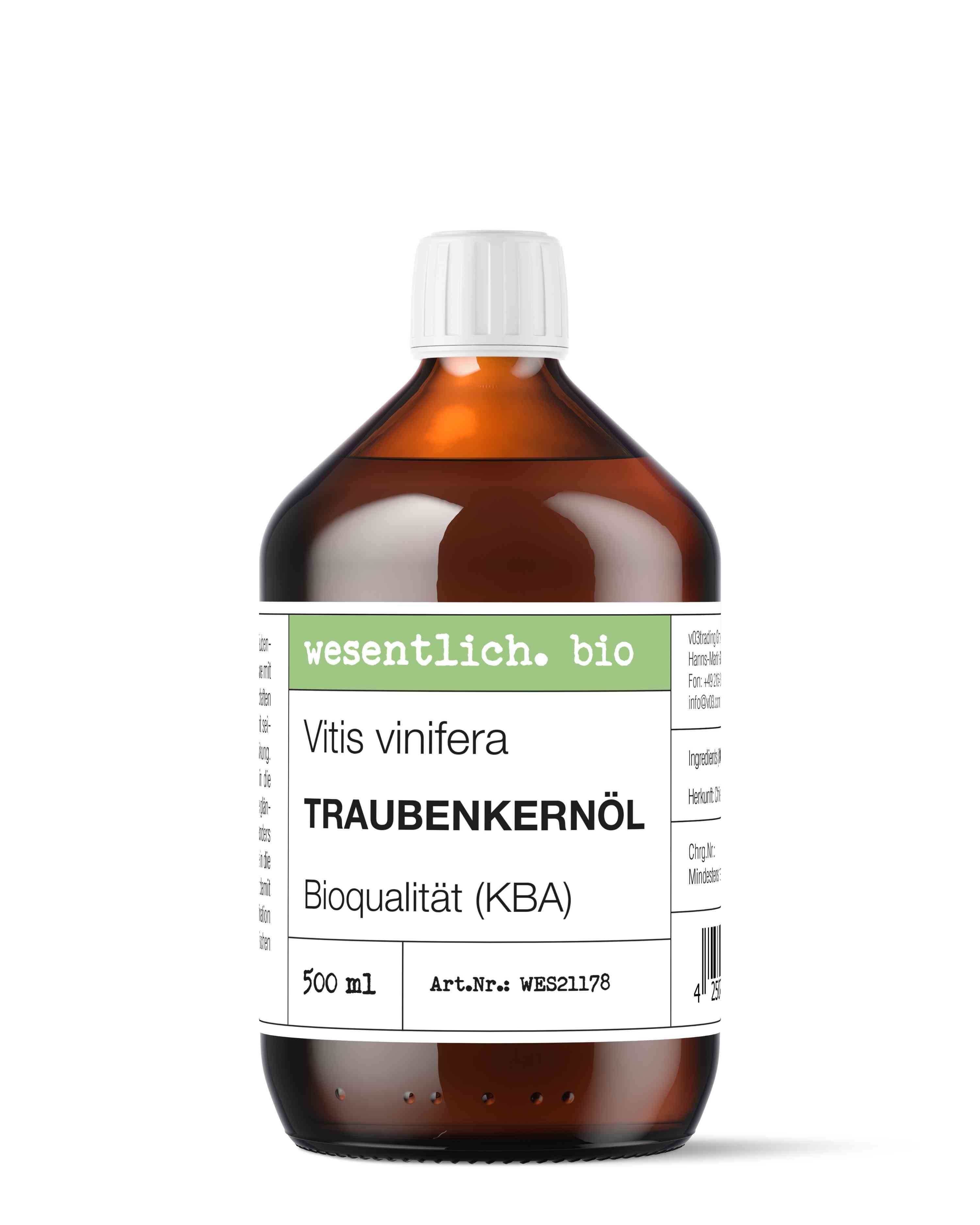 wesentlich. Körperöl Traubenkernöl BIO kaltgepresst (500ml) von wesentlich.
