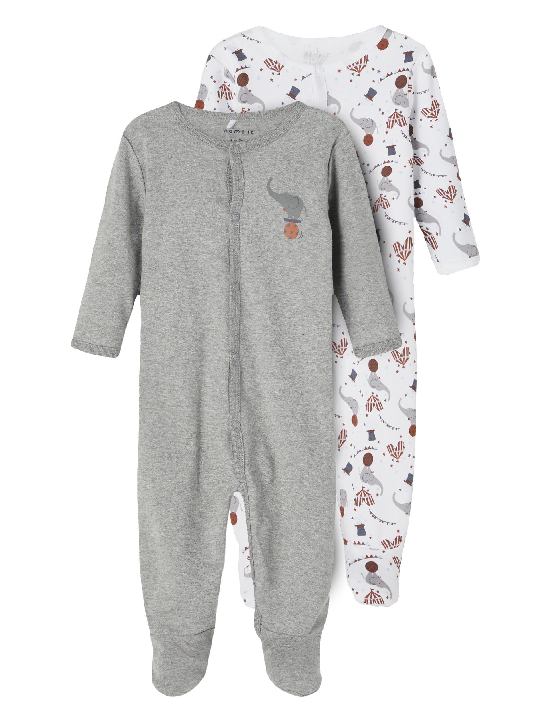 Strampler 2er Pack Unisex Schlafstrampler Grey Melange-56