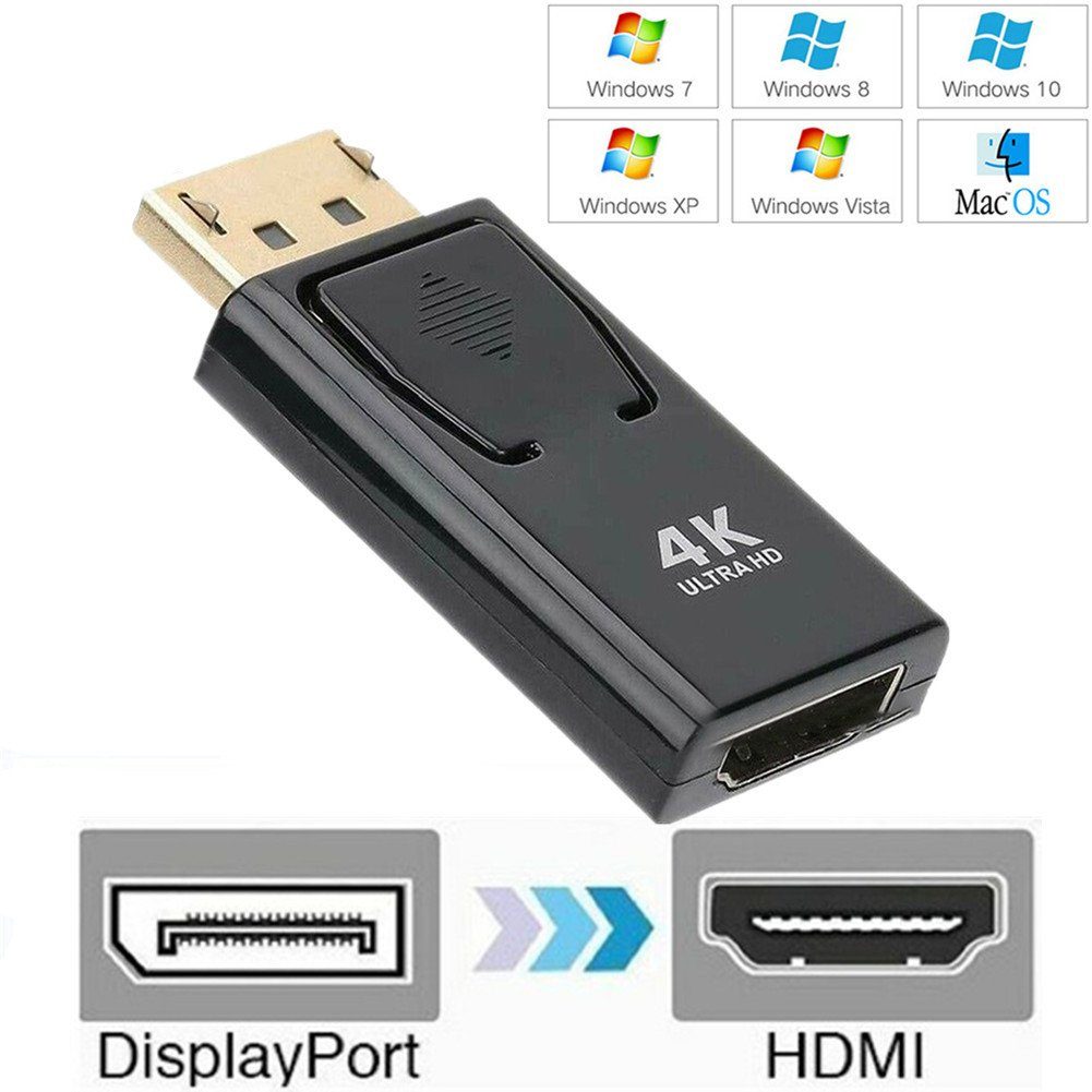 DP auf HDMI Adapter Displayport Konverter Stecker 1080p 4K Full HD Audio- & Video-Adapter