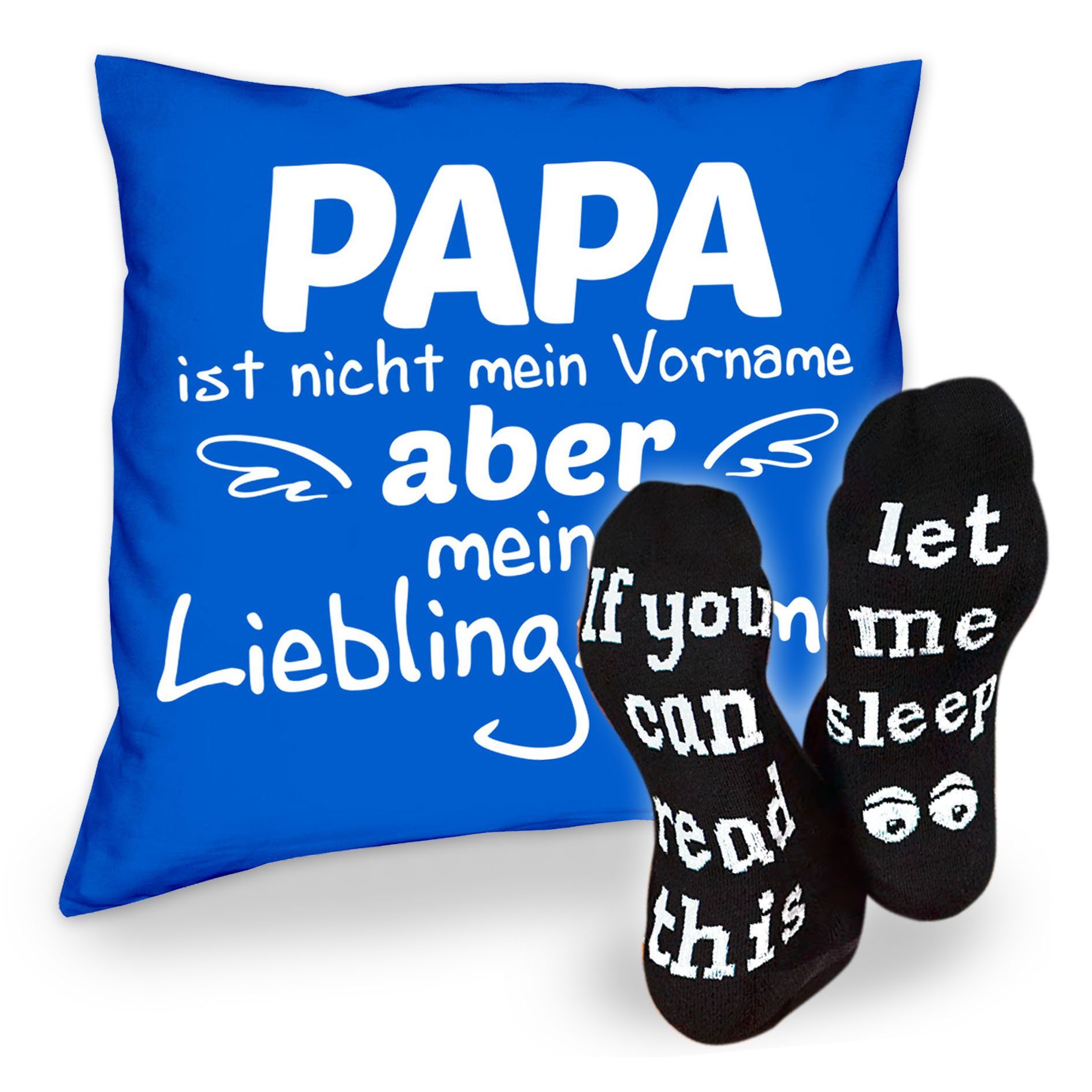 Soreso® Dekokissen Kissen Papa Lieblingsname & Sprüche Socken Sleep, Vatertagsgeschenk Papa Männer royal-blau