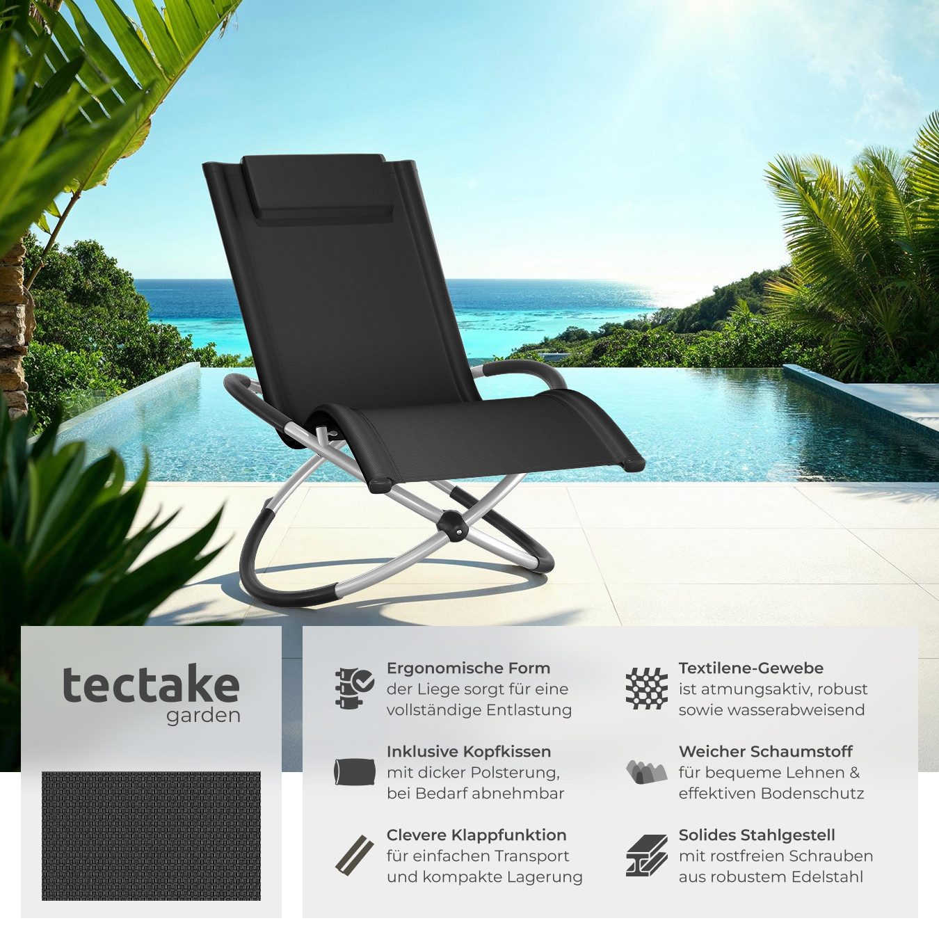 tectake Gartenliege Sonnenliege, 1 St., Ergonomische günstig online kaufen