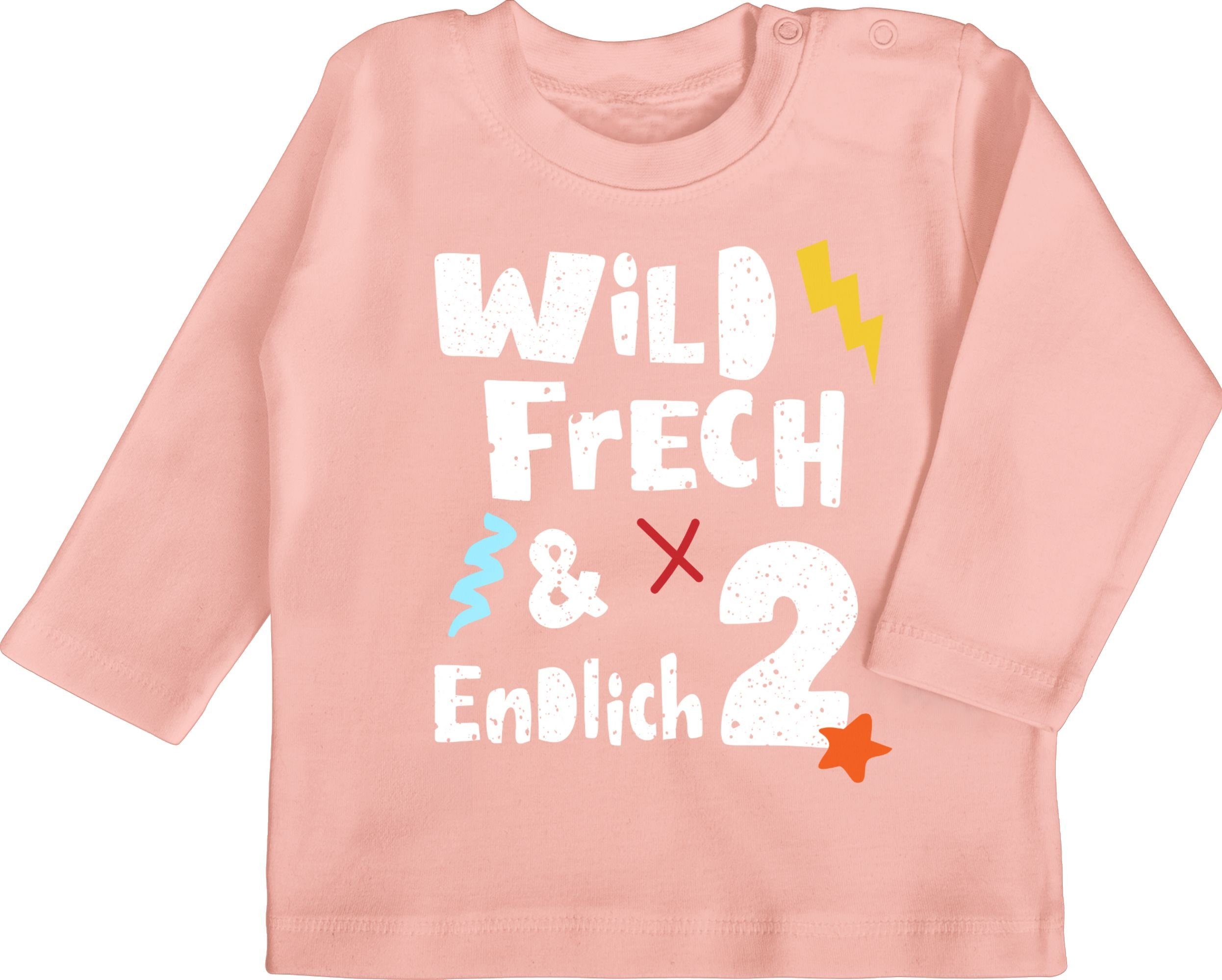 Shirtracer T-Shirt Wild frech und endlich 2 - Zwei Jahre Wunderbar 2. Geburtstag 1 Babyrosa