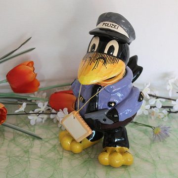 Tangoo Gartenfigur Tangoo Keramik-Rabe Polizist mit blauer Jacke, (Stück)