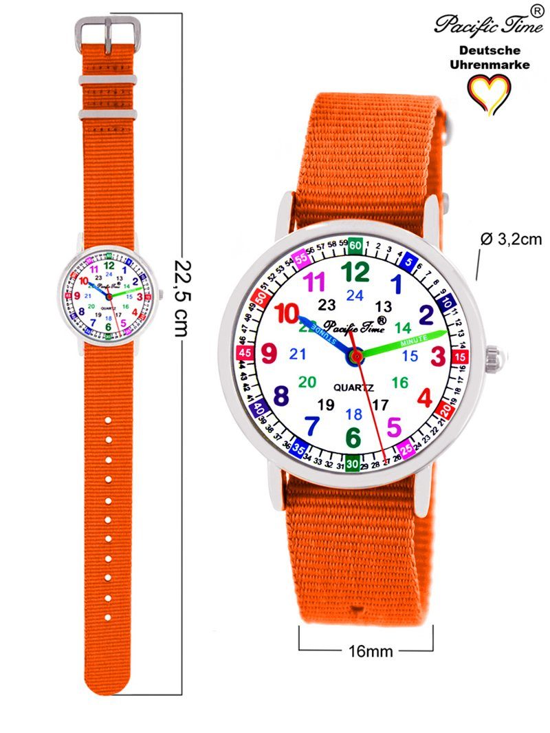 Pacific Time Quarzuhr Gratis Versand Wechselarmband, Design Kinder Match und Armbanduhr orange - Mix Lernuhr