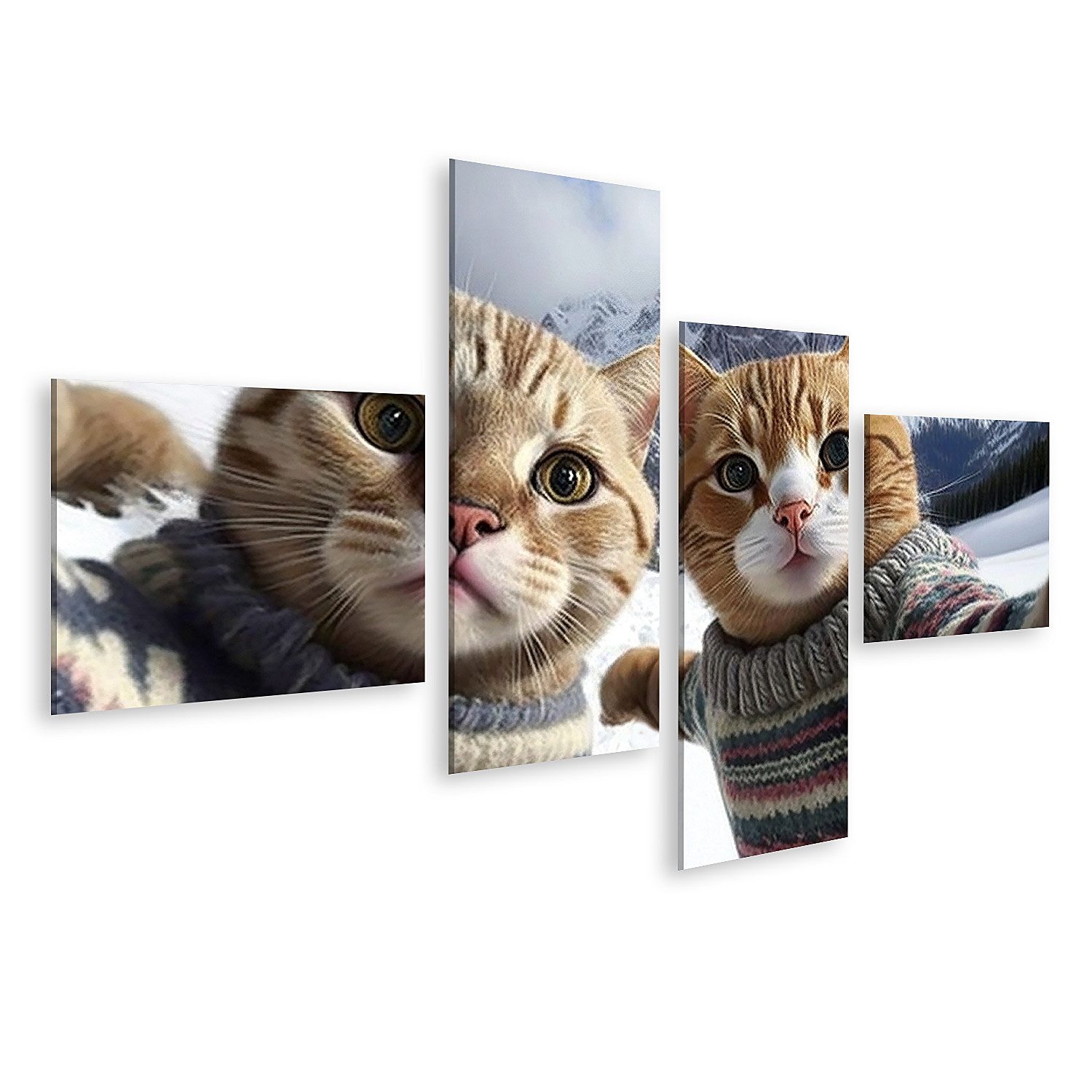 islandburner Leinwandbild Katzen in Pullovern machen Selfie lustige Haustiere Urlaub B Bilder
